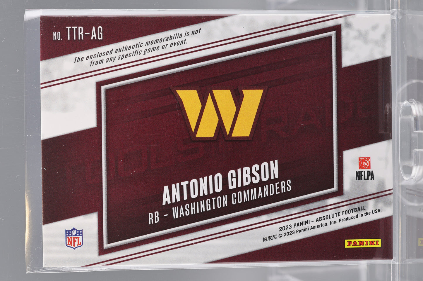 Antonio Gibson 2023 Panini Absolute Tools of the Trade #TTR-AG Patch /399 Washington Commanders