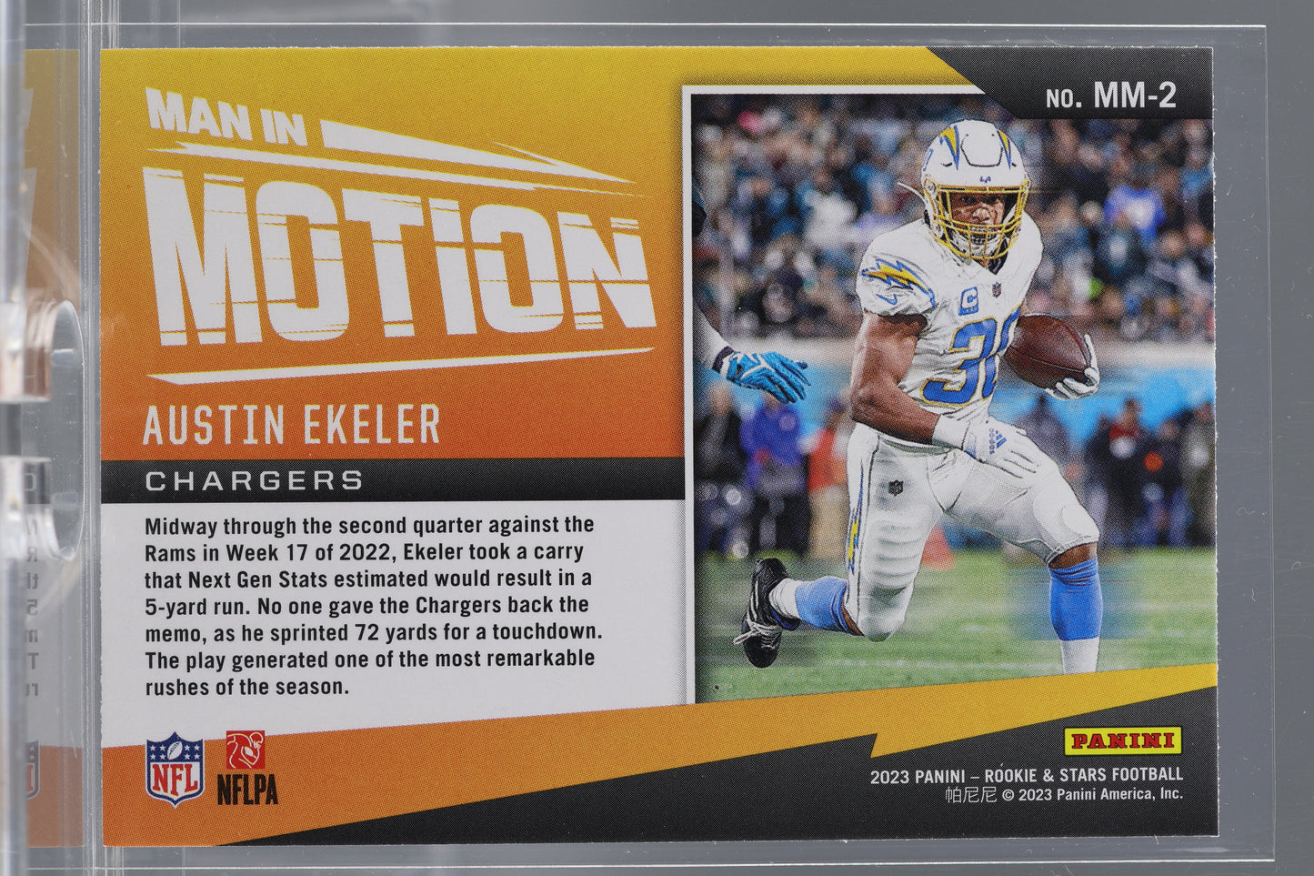 Austin Ekeler 2023 Panini Rookies & Stars Man In Motion #MM-2 Los Angeles Chargers