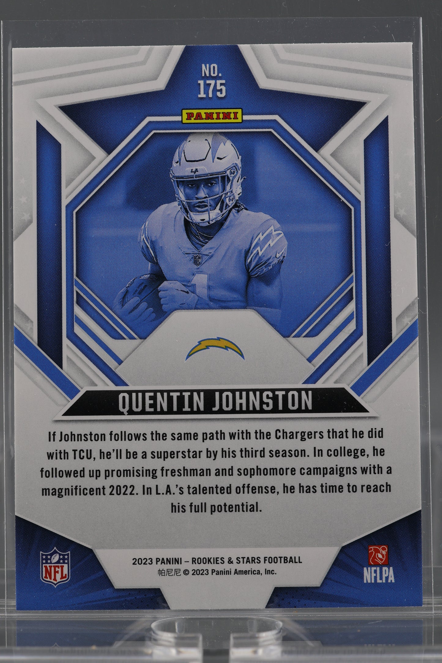 Quentin Johnston 2023 Panini Rookies & Stars Green #175 Rookie Card RC Los Angeles Chargers