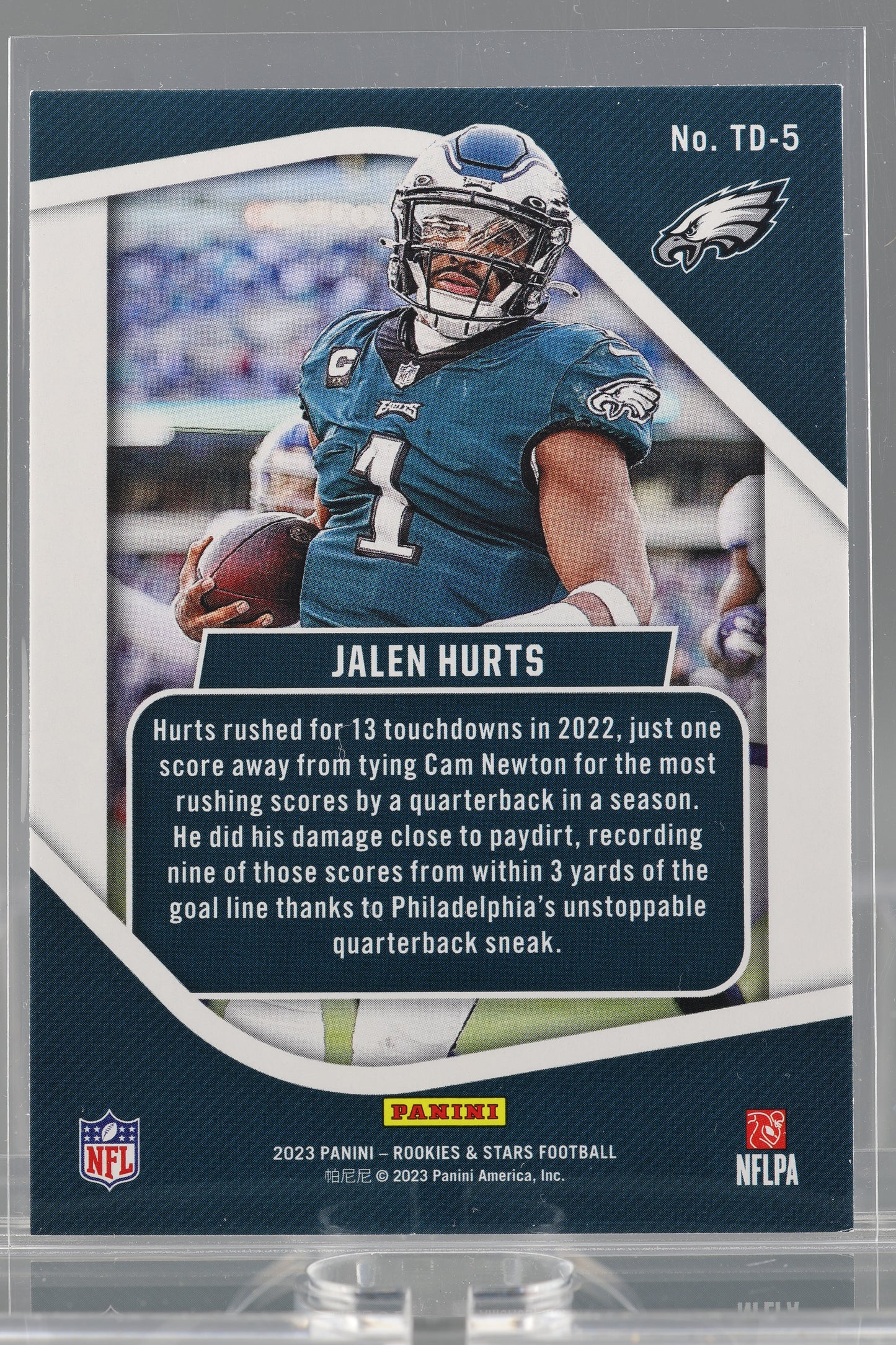 Jalen Hurts 2023 Panini Rookies & Stars Touchdown Club #TD-5 Philadelphia Eagles
