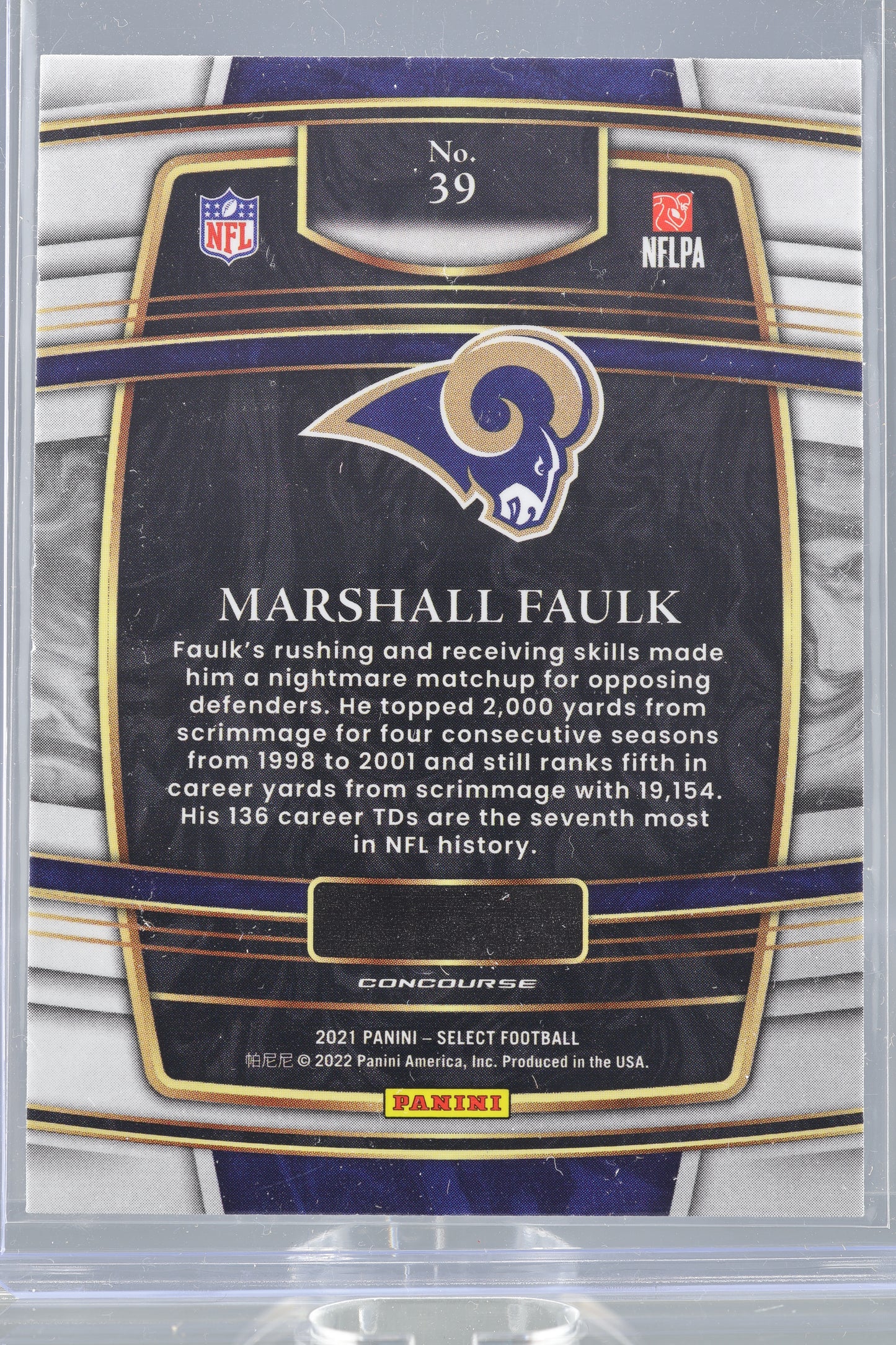 Marshall Faulk 2021 Panini Select #39 St. Louis Rams