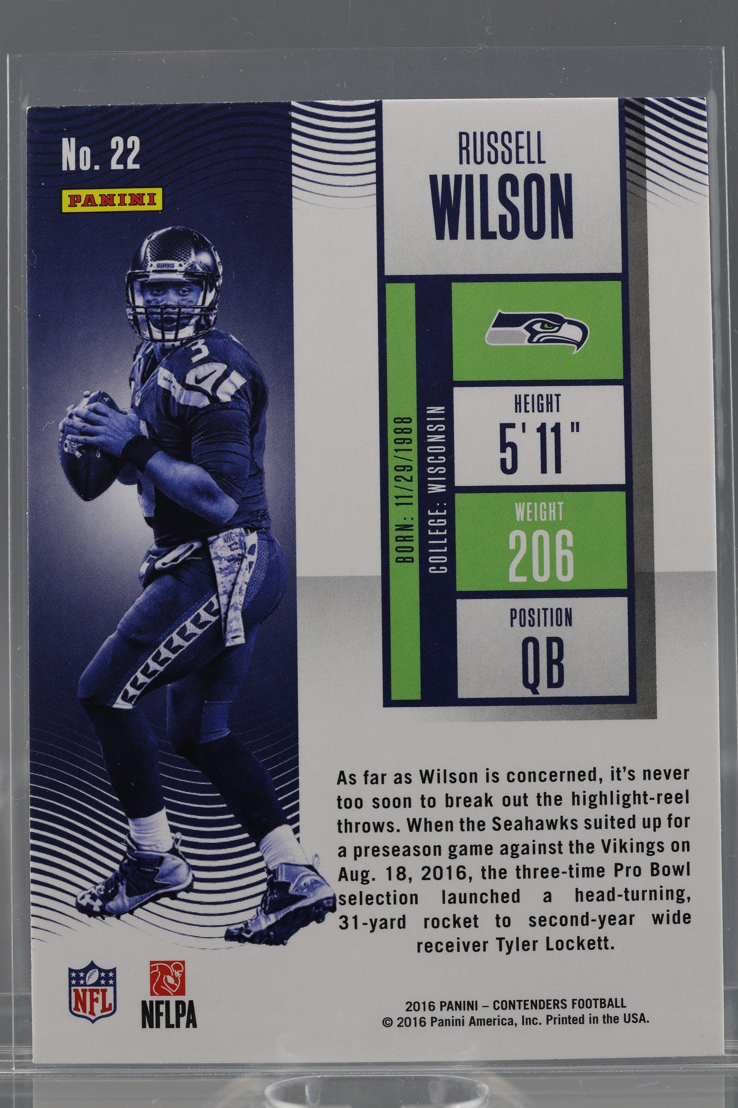 Russell Wilson 2016 Panini Contenders Season Ticket #22 Seattle Seahawks
