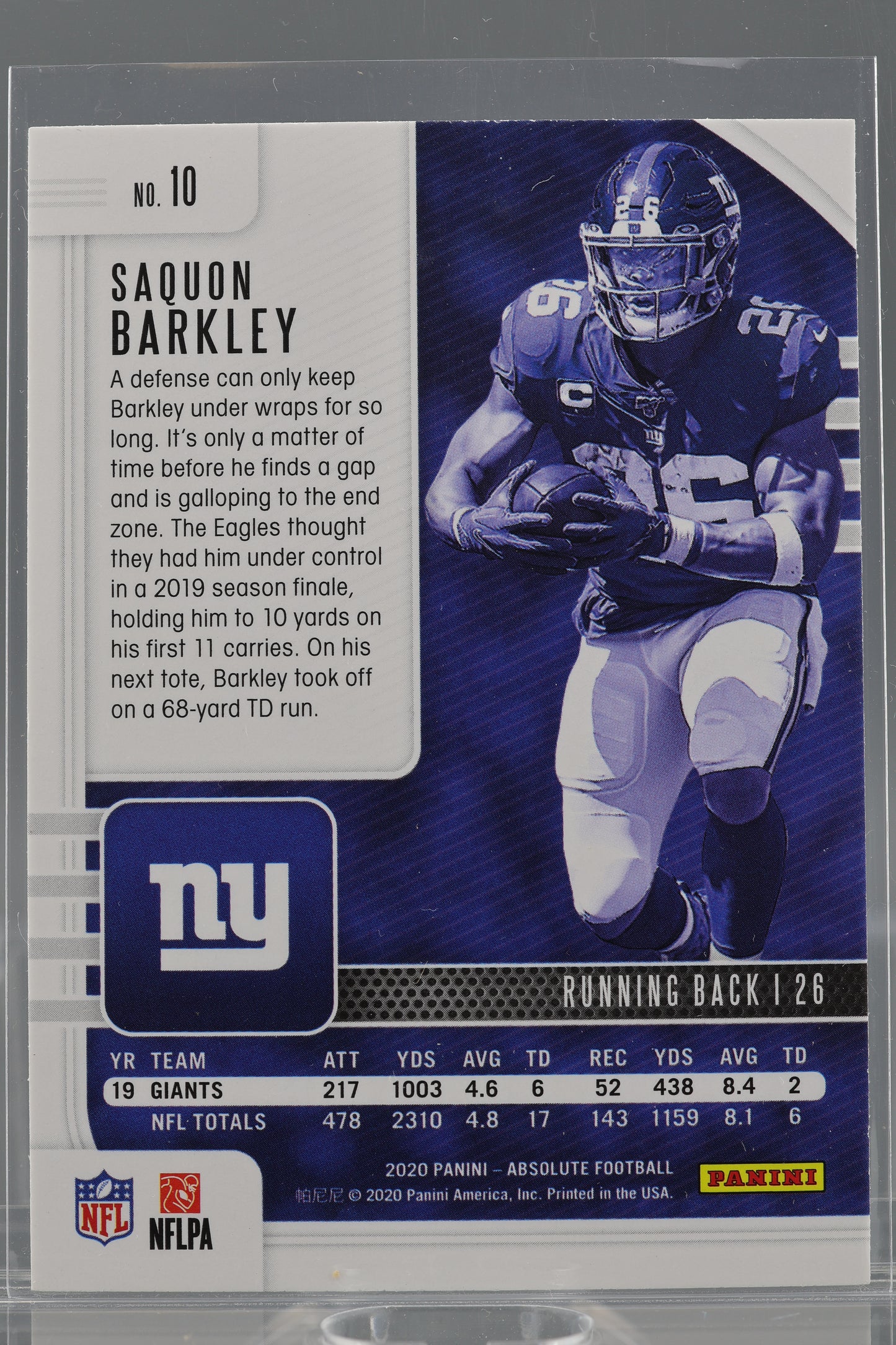Saquon Barkley 2020 Panini Absolute Green #10 New York Giants