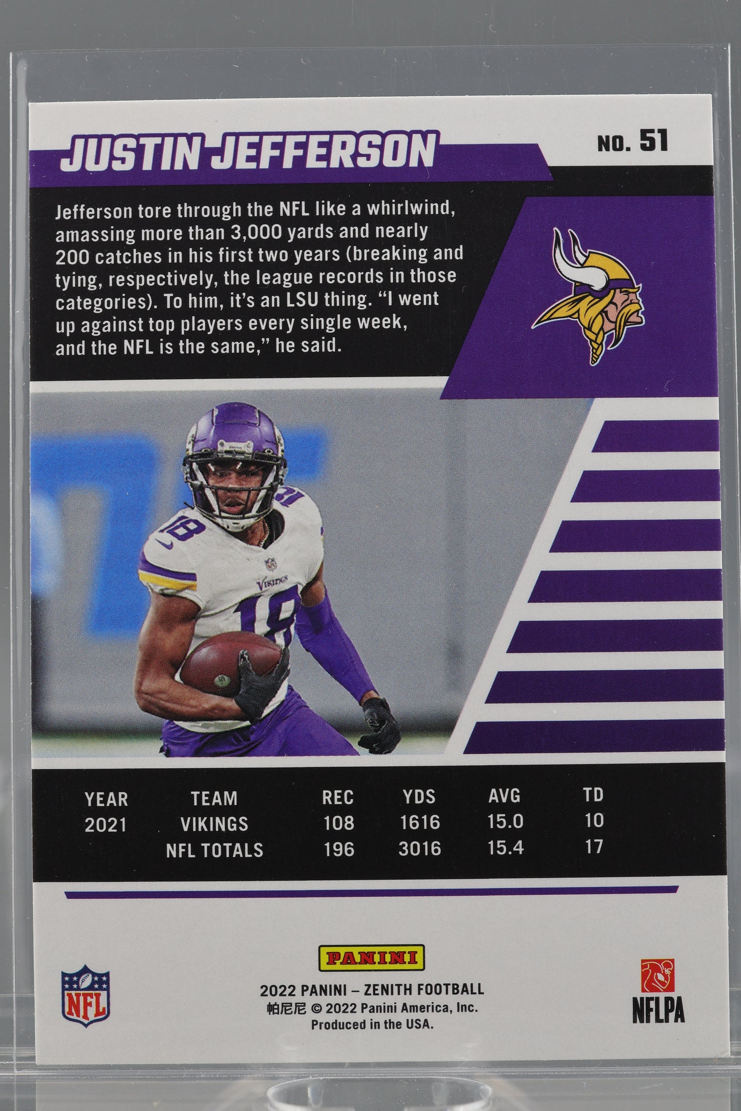 Justin Jefferson 2022 Panini Origins #51 Minnesota Vikings