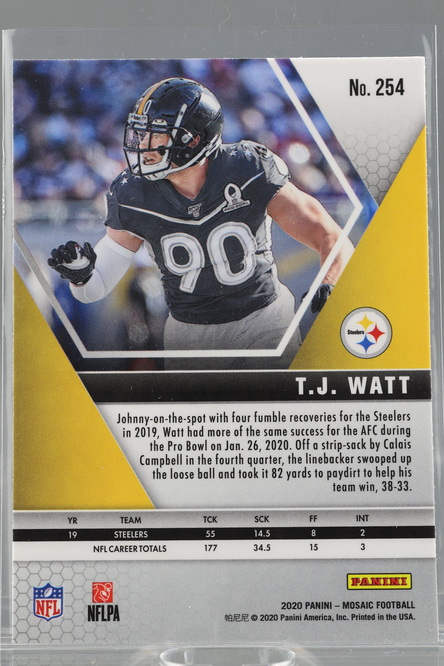 T.J. Watt 2020 Panini Mosaic #254 Pittsburgh Steelers