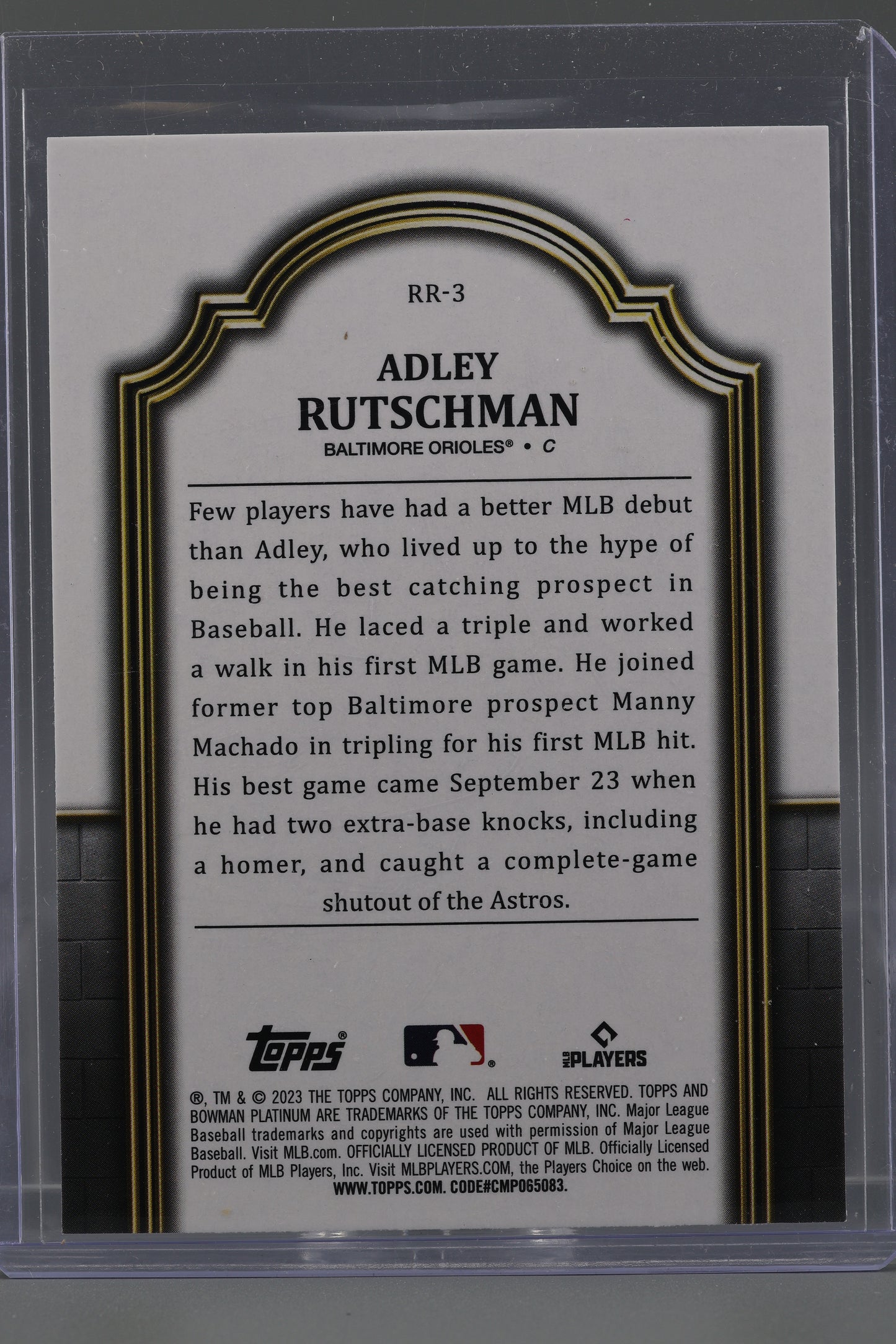 Adley Rutschman 2023 Bowman Platinum Renowned Rookies #RR-3 Baltimore Orioles