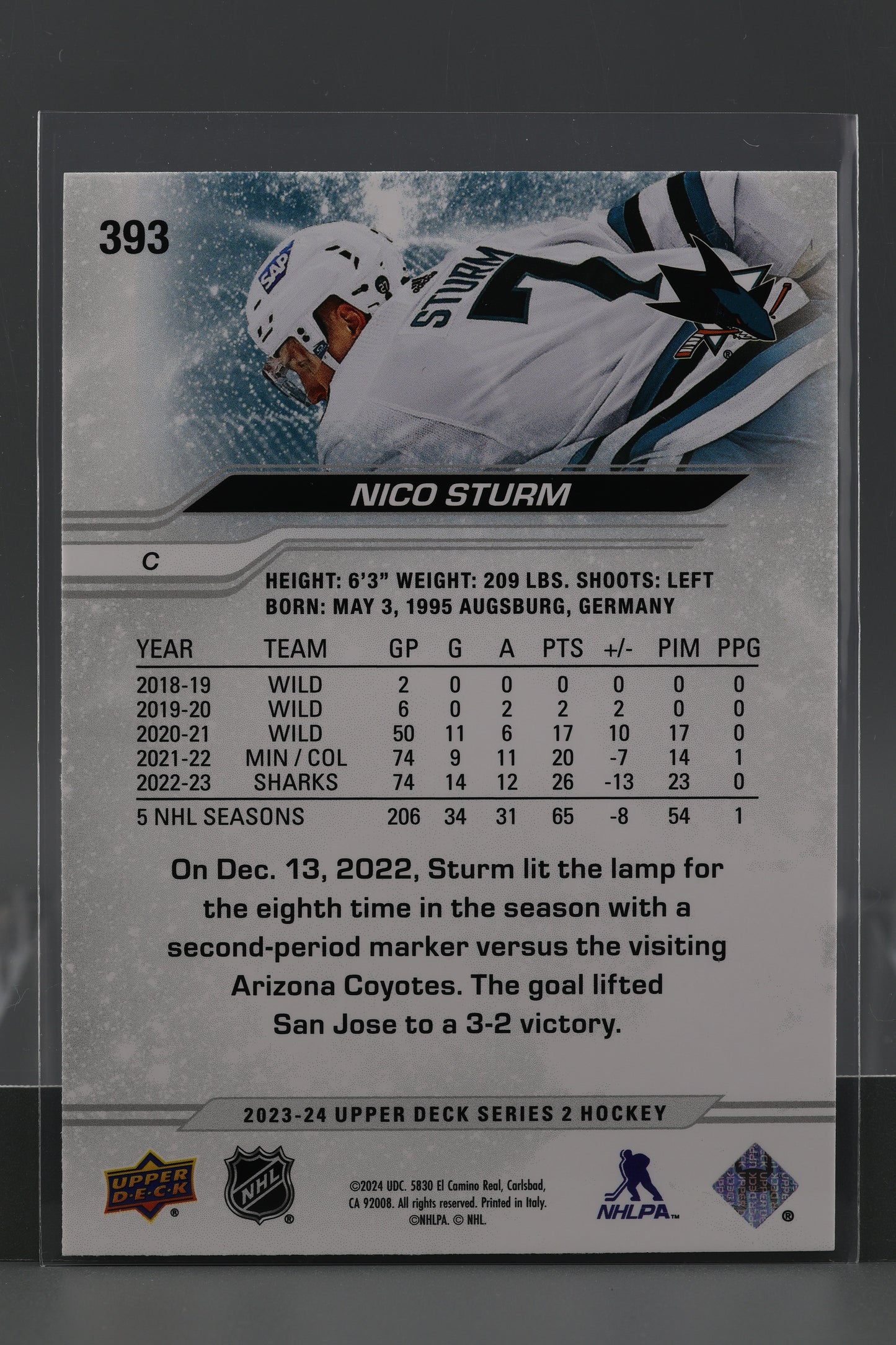 Nico Sturm 2023 Upper Deck Series Two #393 San Jose Sharks