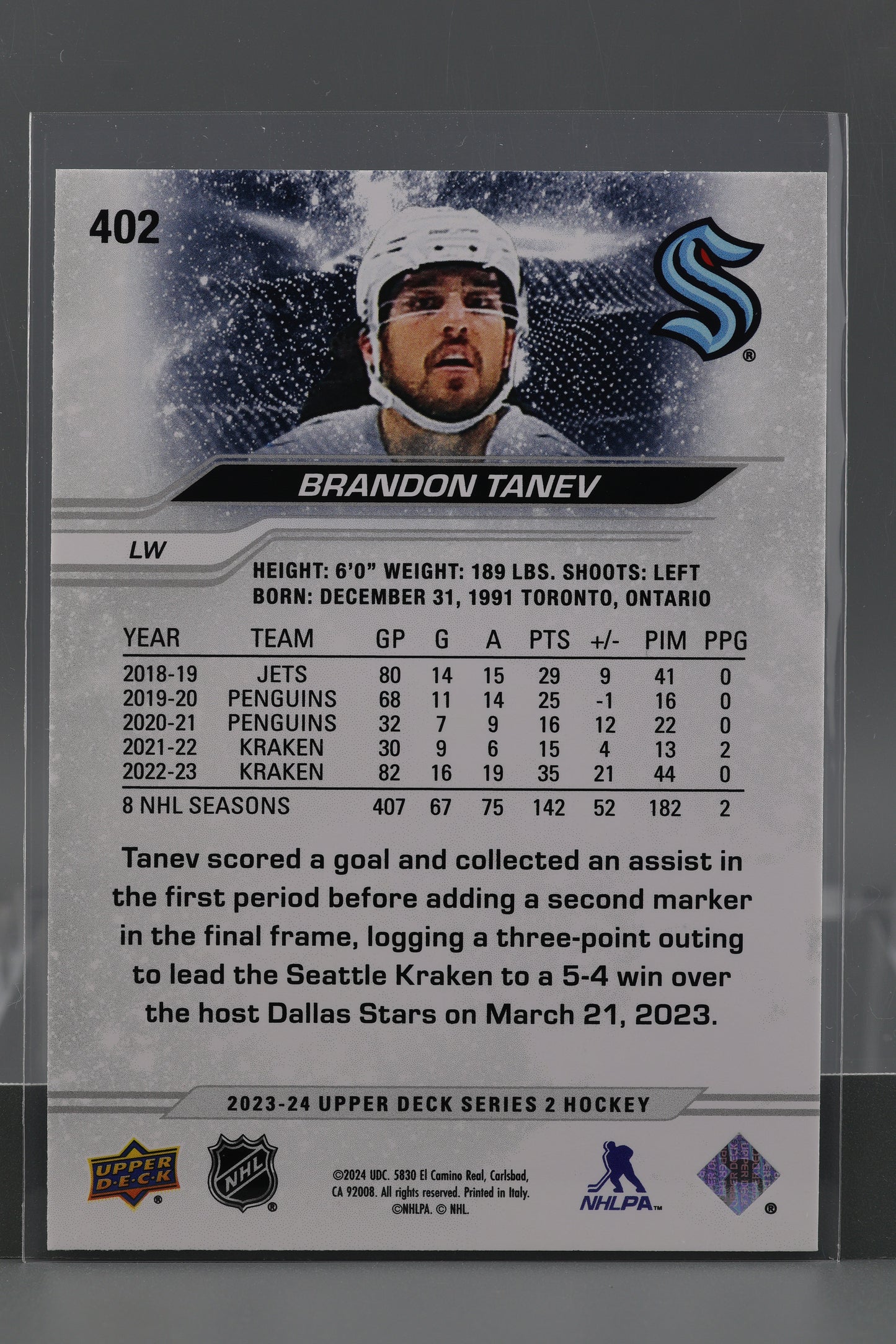 Brandon Tanev 2023 Upper Deck Series Two #402 Seattle Kraken