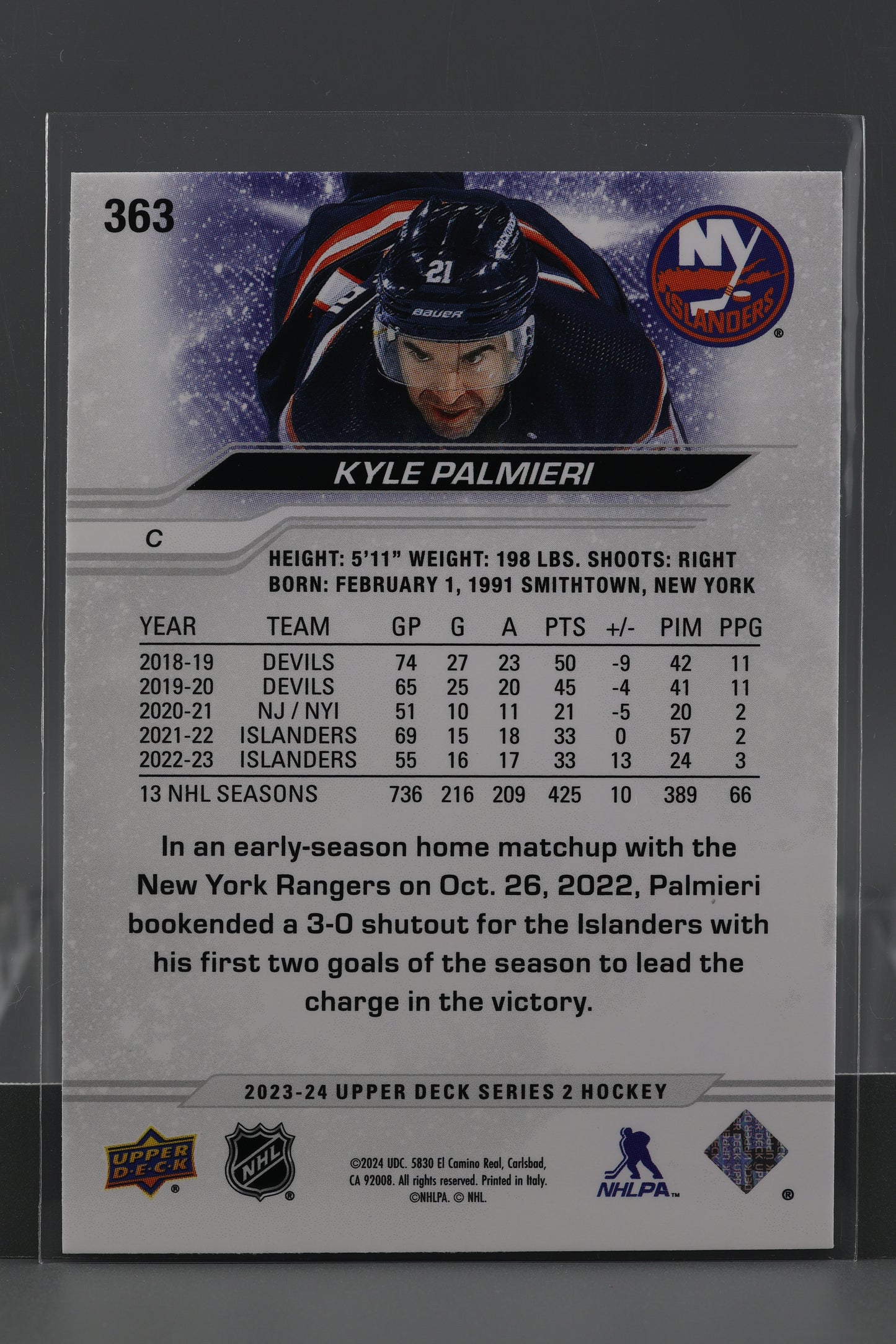 Kyle Palmieri 2023 Upper Deck Series Two #363 New York Islanders