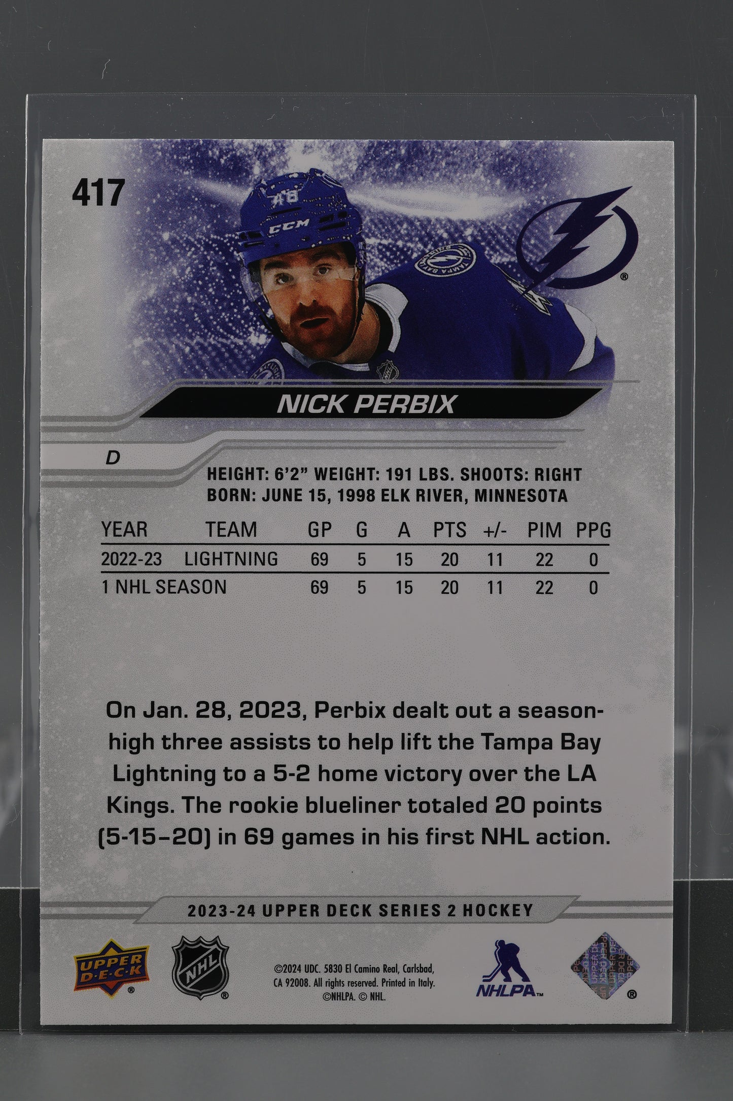 Nick Perbix 2023 Upper Deck Series Two #417 Tampa Bay Lightning