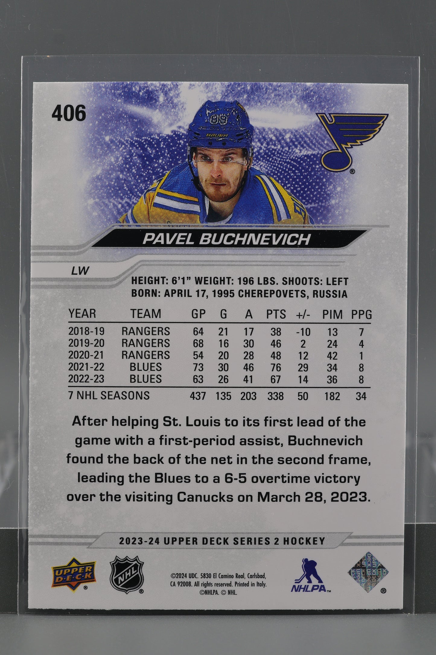 Pavel Buchnevich 2023 Upper Deck Series Two #406 St. Louis Blues