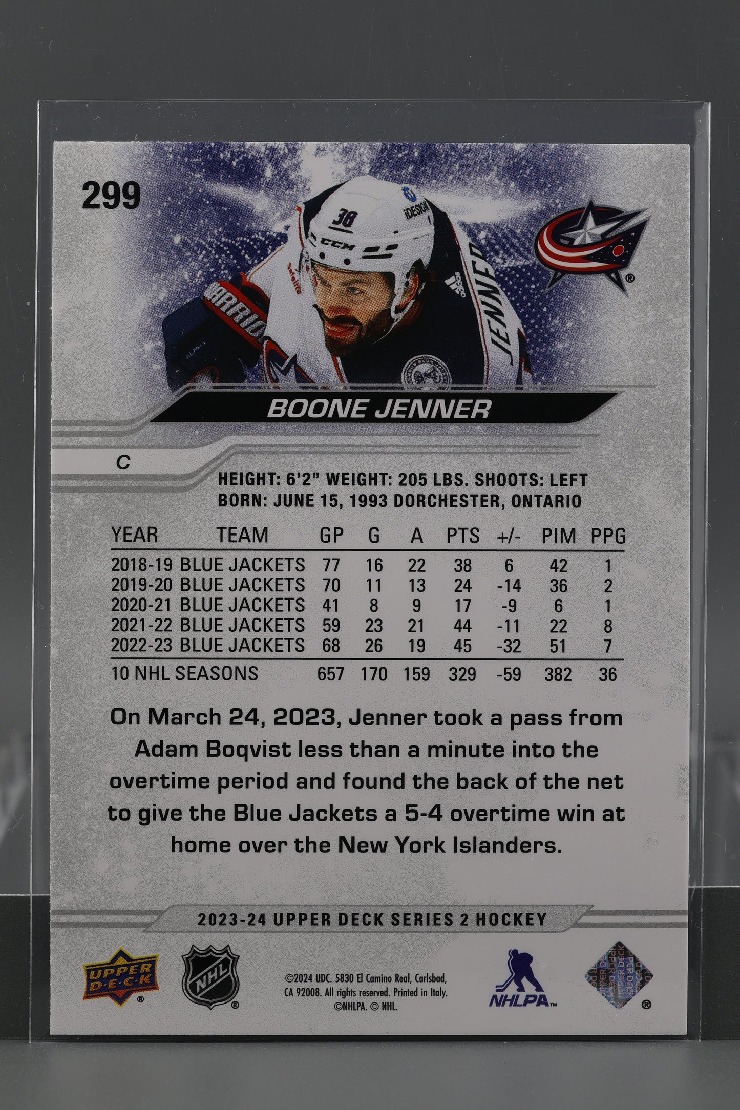 Boone Jenner 2023 Upper Deck Series Two #299 Columbus Blue Jackets