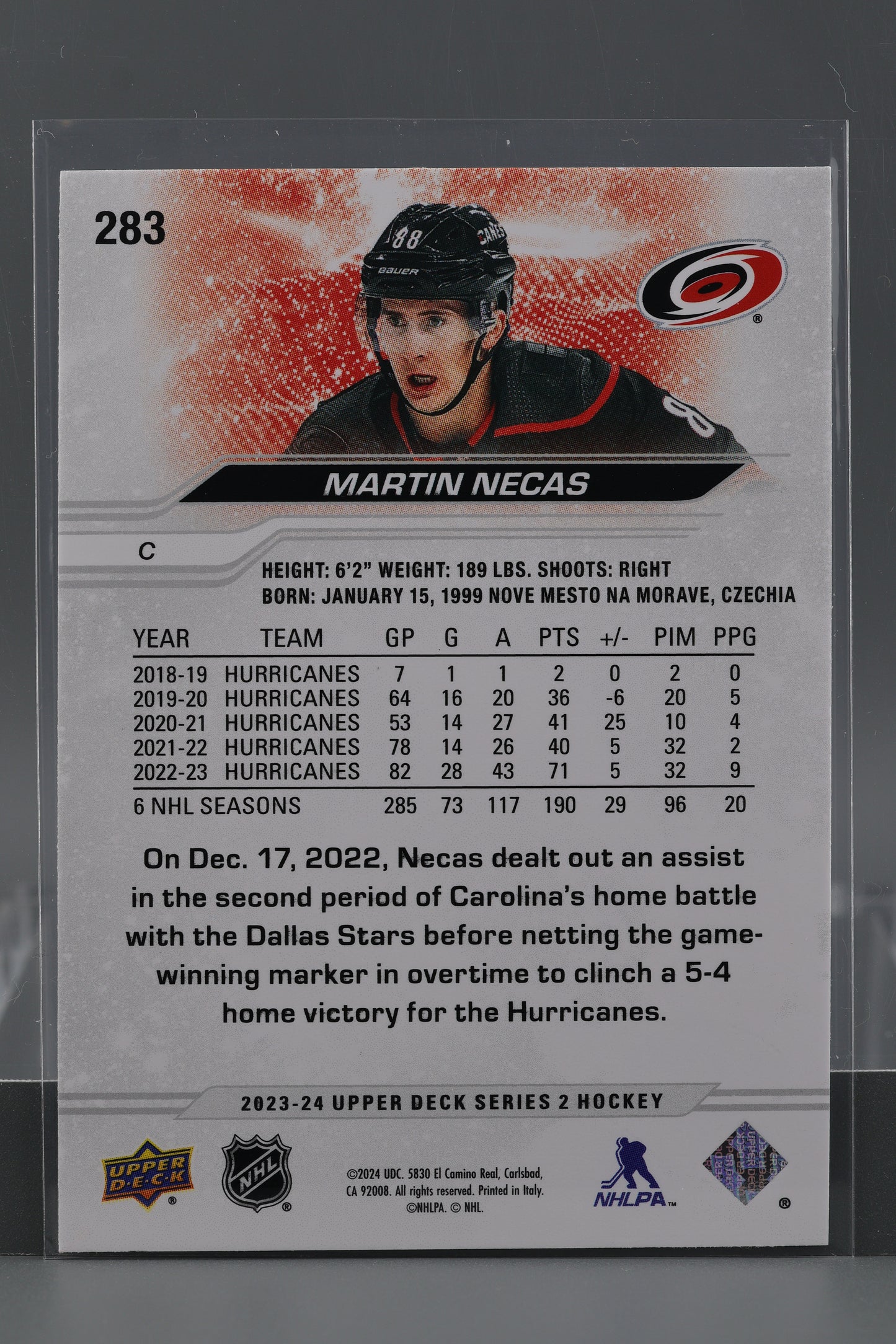 Martin Necas 2023 Upper Deck Series Two #283 Carolina Hurricanes