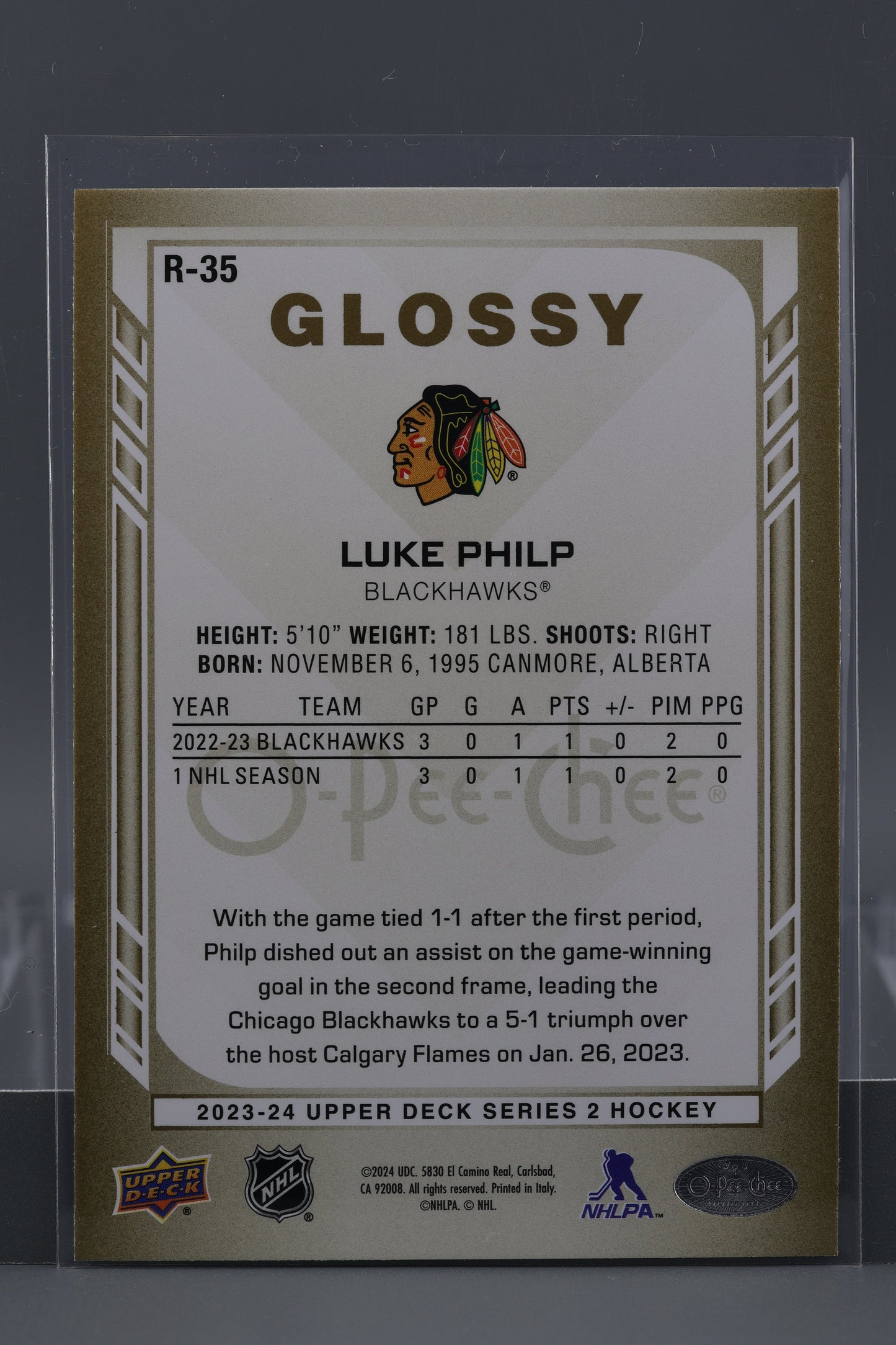 Luke Philp 2023 Upper Deck O-Pee-Chee Glossy Series Two #R-35 Chicago Blackhawks