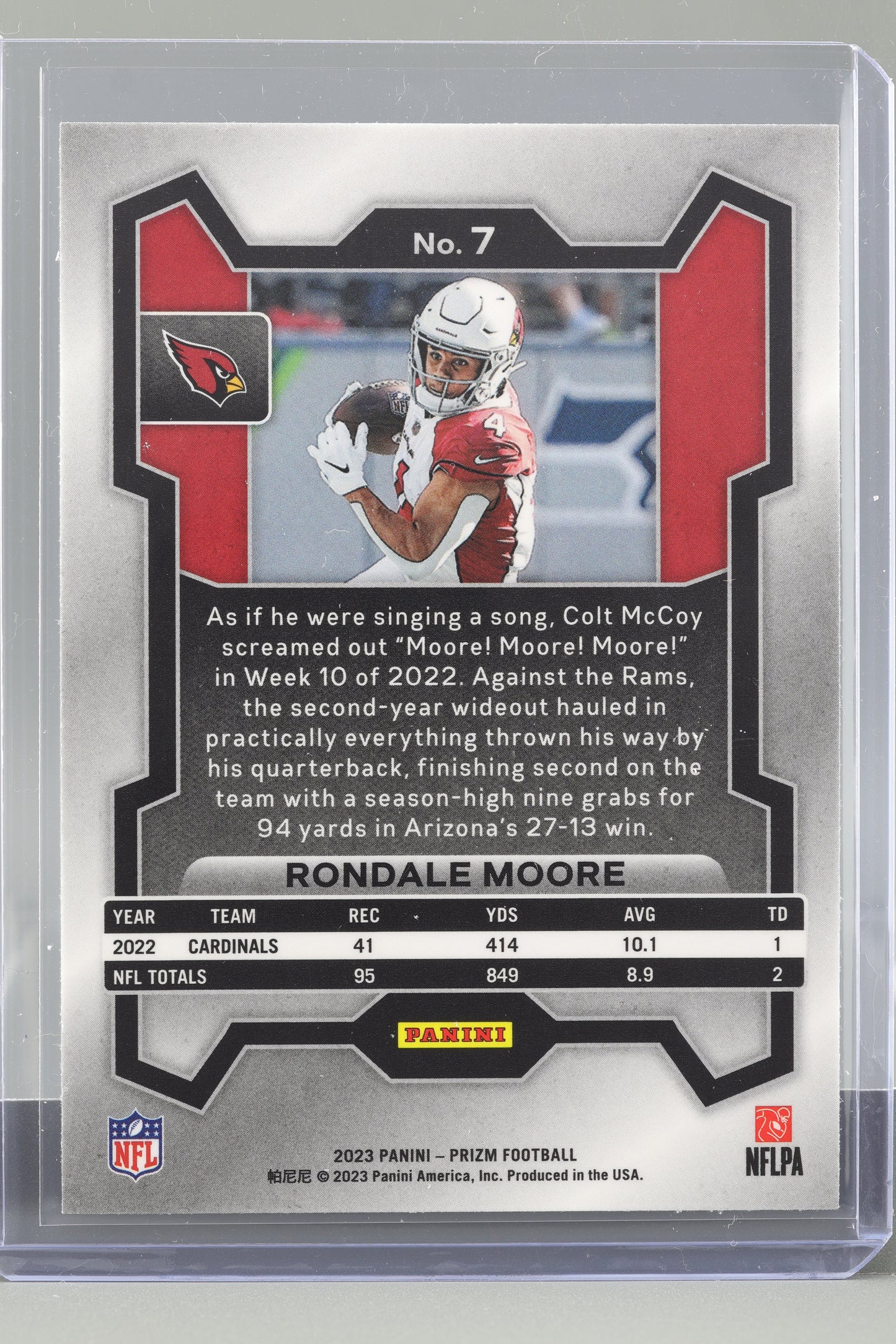 Rondale Moore 2023 Panini Prizm #7 Arizona Cardinals