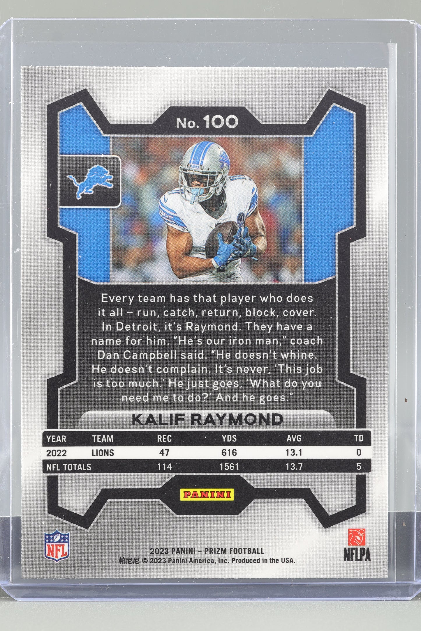 Kalif Raymond 2023 Panini Prizm #100 Detroit Lions