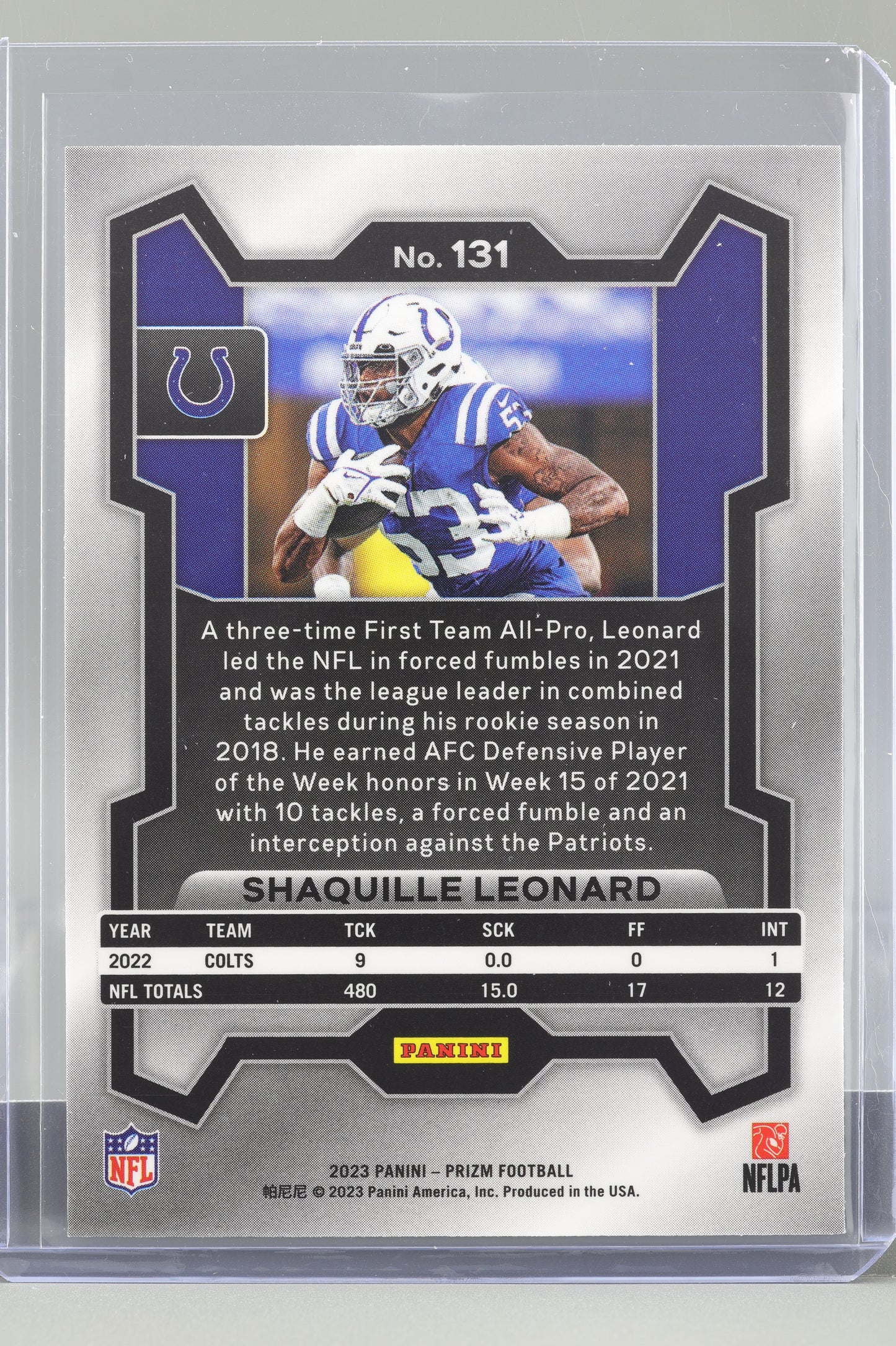 Shaquille Leonard 2023 Panini Prizm #131 Indianapolis Colts
