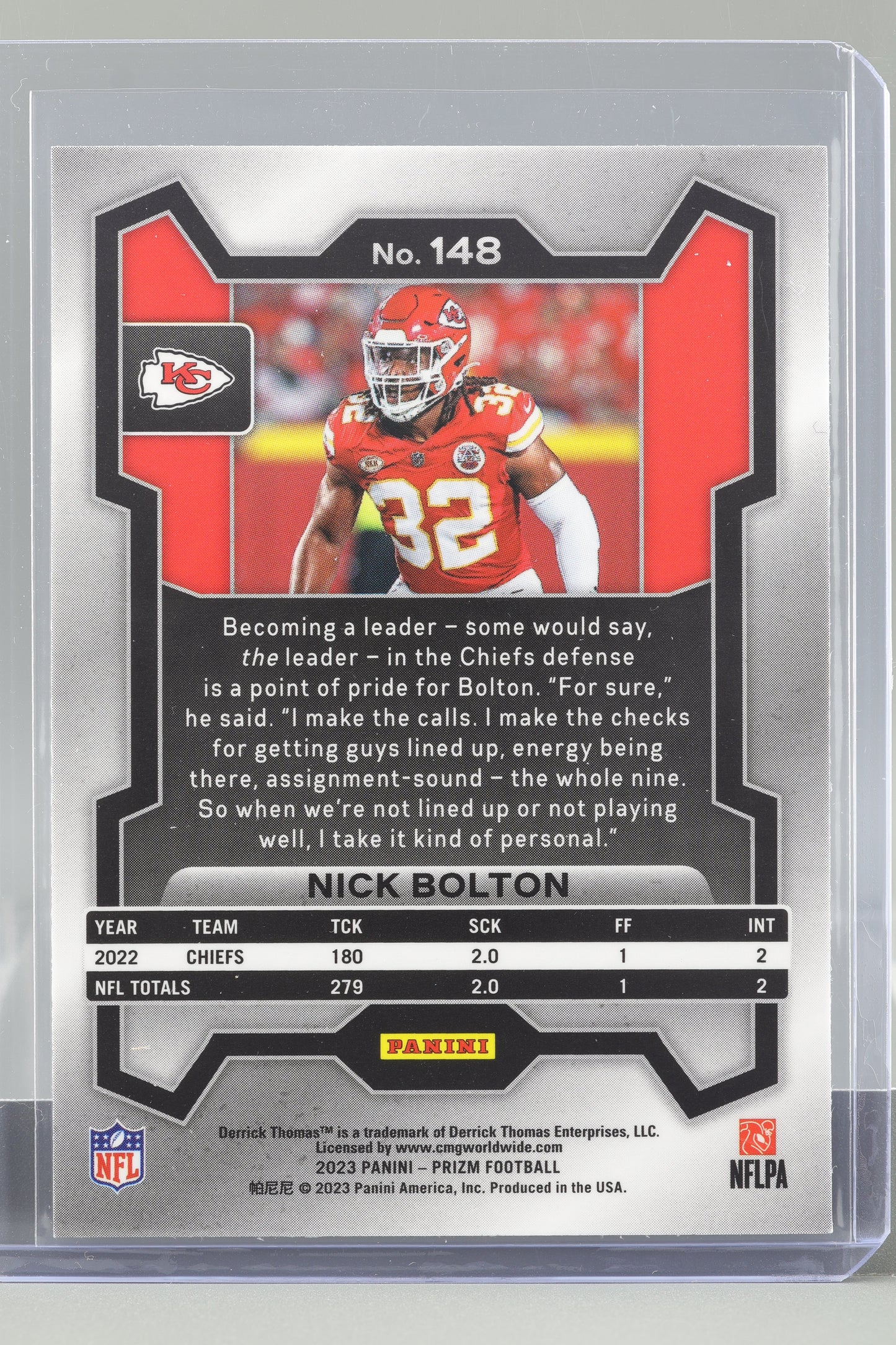 Nick Bolton 2023 Panini Prizm #148 Kansas City Chiefs