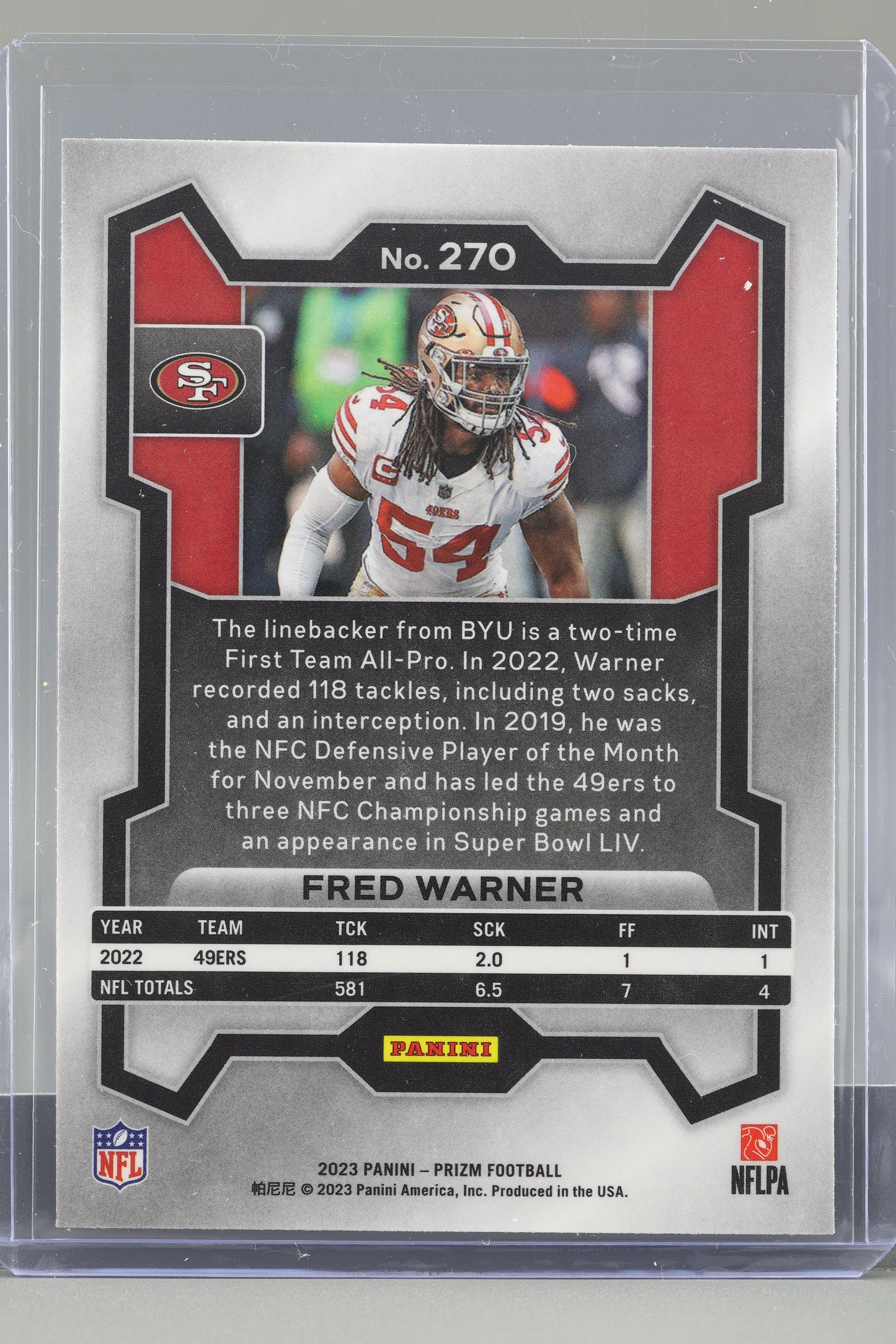 Fred Warner 2023 Panini Prizm #270 San Francisco 49ers