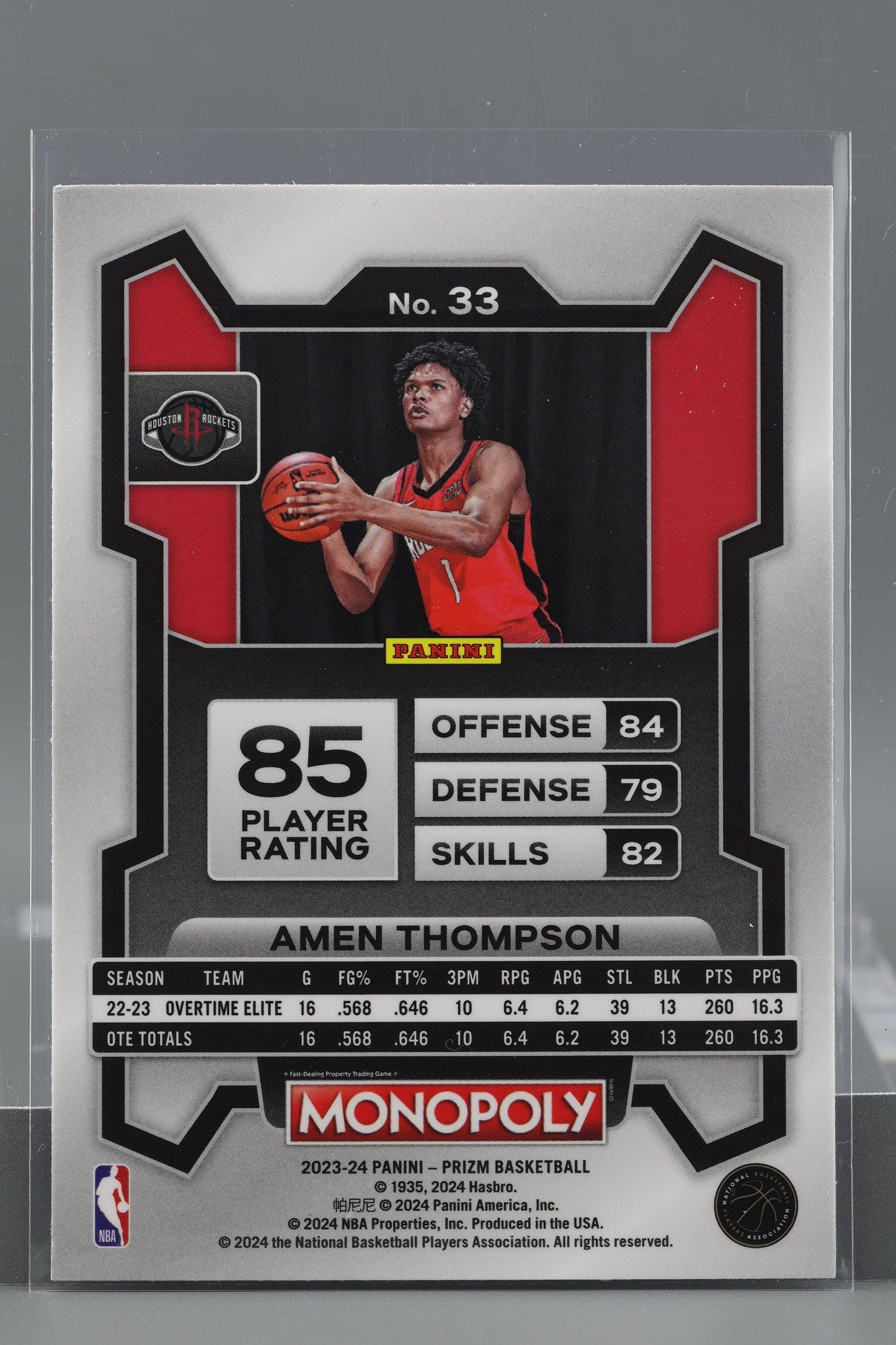 Amen Thompson 2023-24 Panini Prizm Monopoly #33 Houston Rockets