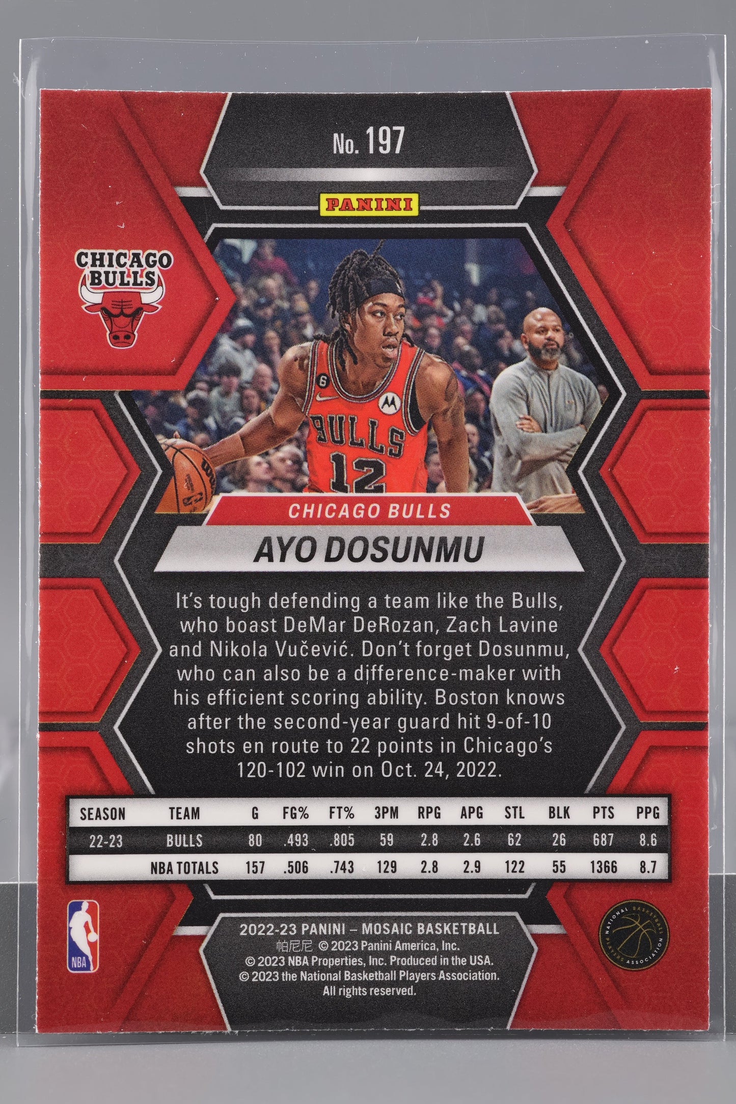 Ayo Dosunmu 2022-23 Panini Mosaic #197 Chicago Bulls