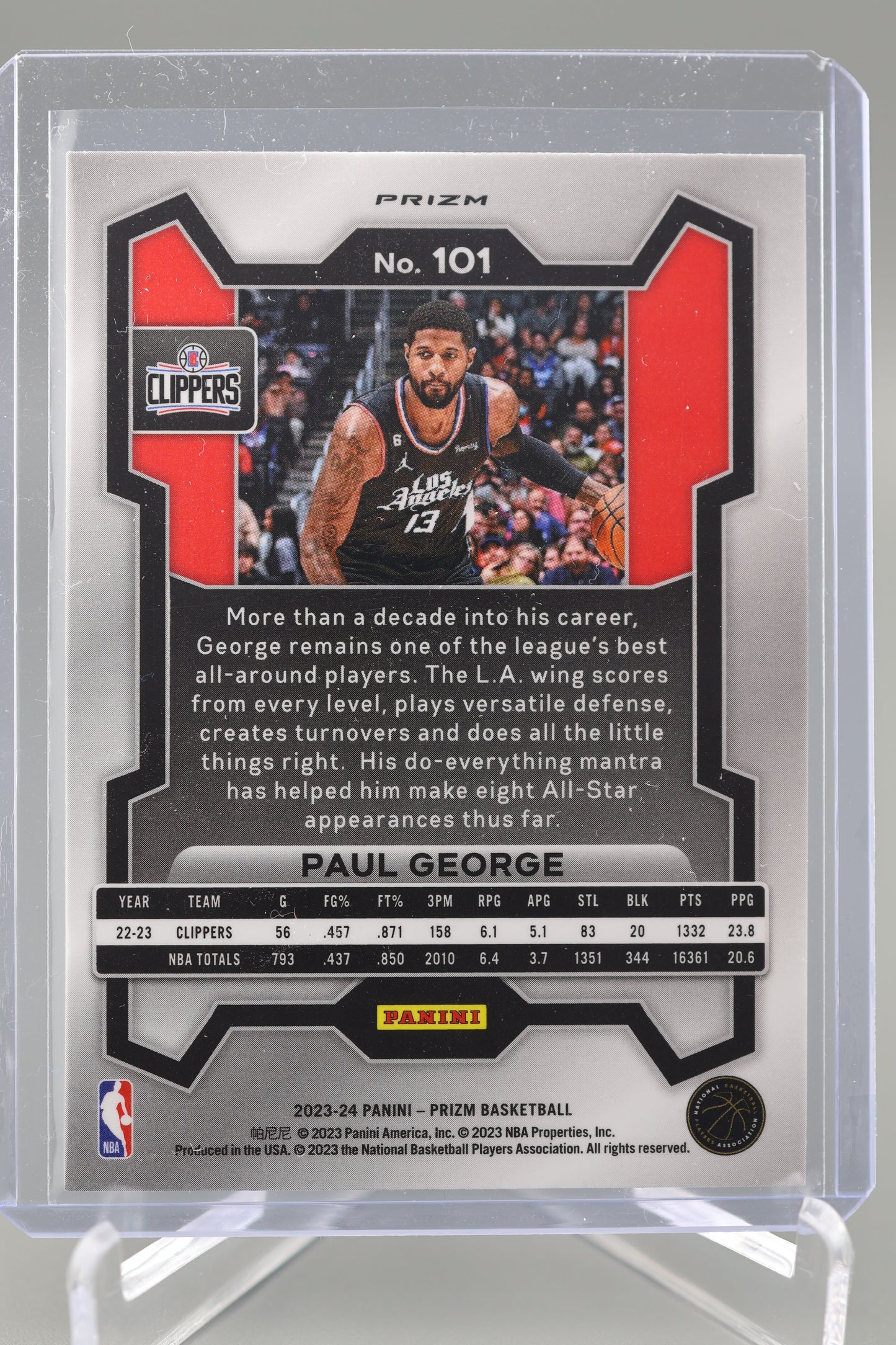 Paul George 2023-24 Prizm #101 Silver Los Angeles Clippers