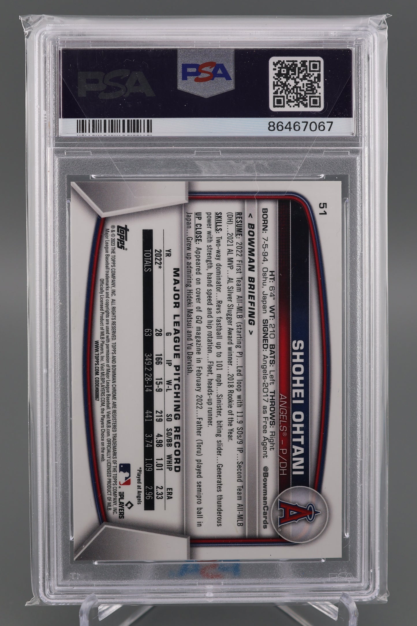 Shohei Ohtani 2023 Bowman Chrome Mega Box #51 Navy /175 PSA 10 Los Angeles Angels Dodgers