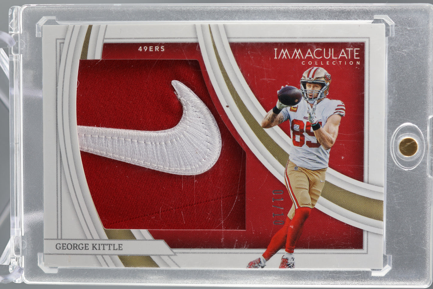 George Kittle 2022 Panini Immaculate #IL-GKI Logos Nike Swoosh Patch /10 San Francisco 49ers