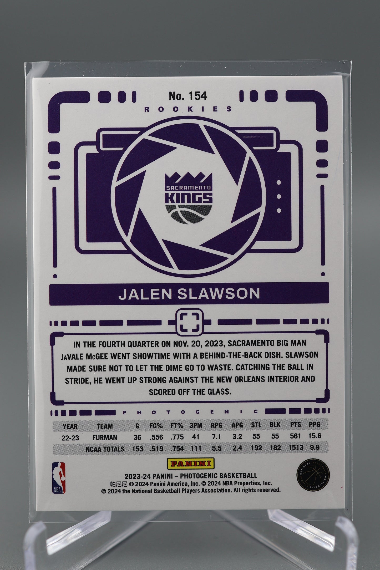 Jalen Slawson 2023-24 Photogenic #154 Rookies RC Sacramento Kings