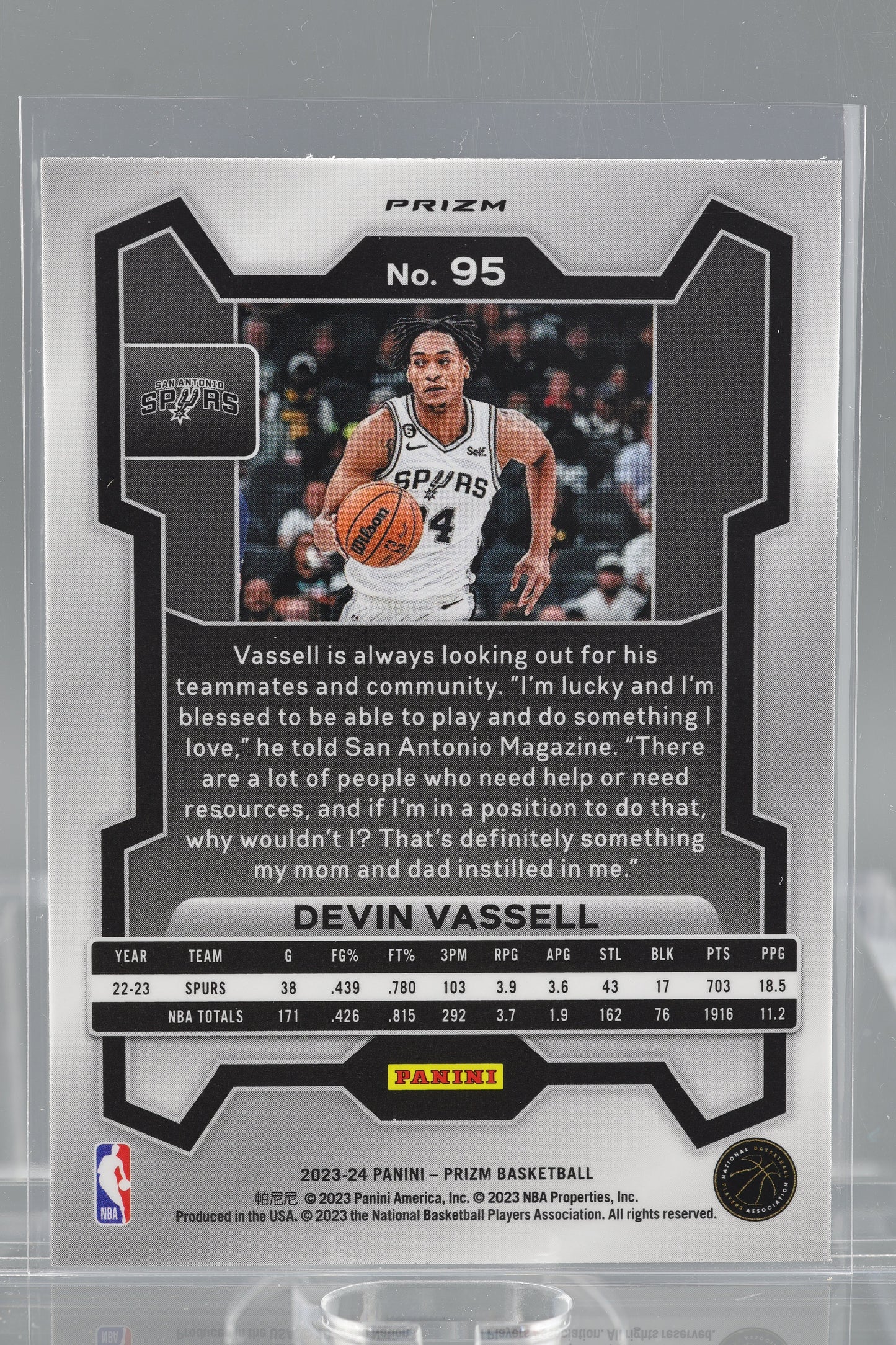 Devin Vassell 2023-24 Panini Prizm Cracked Ice #95 San Antonio Spurs