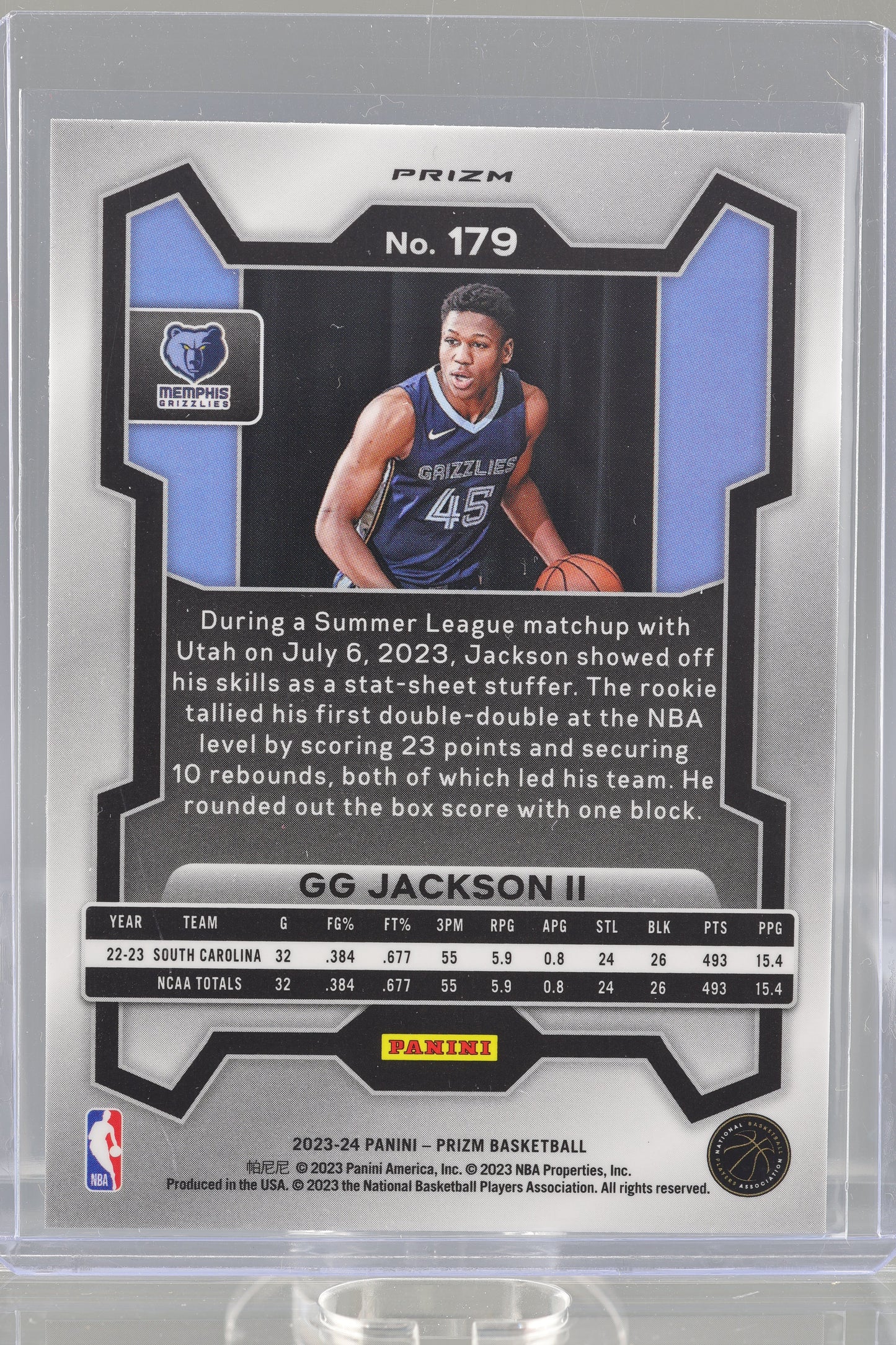 GG Jackson II 2024 Panini Prizm #179 Green Rookie Memphis Grizzlies