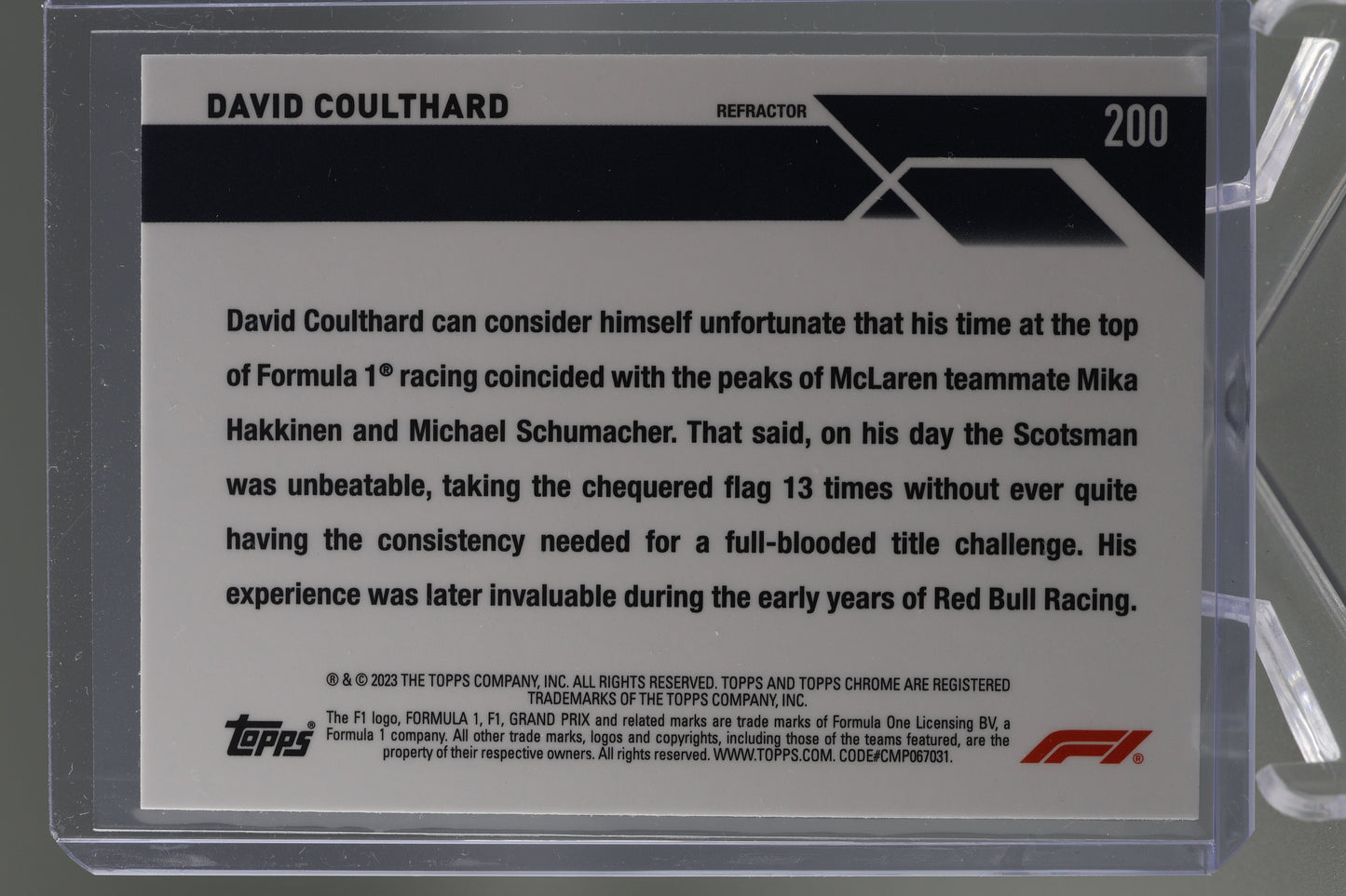 David Coulthard 2023 Topps Chrome Formula 1 #200 Legends