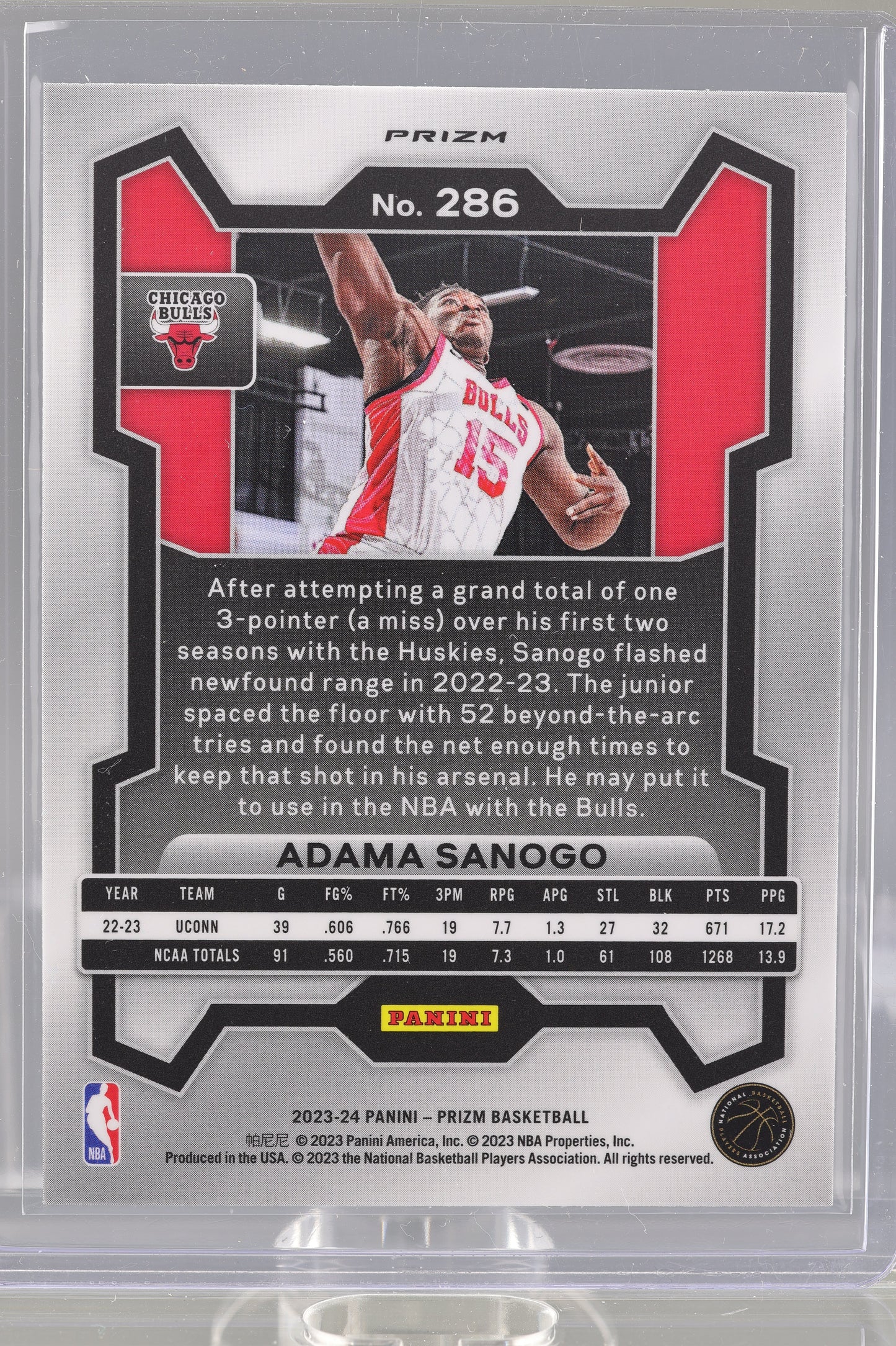 Adama Sanogo 2024 Panini Prizm #286 Cracked Ice Rookie Chicago Bulls