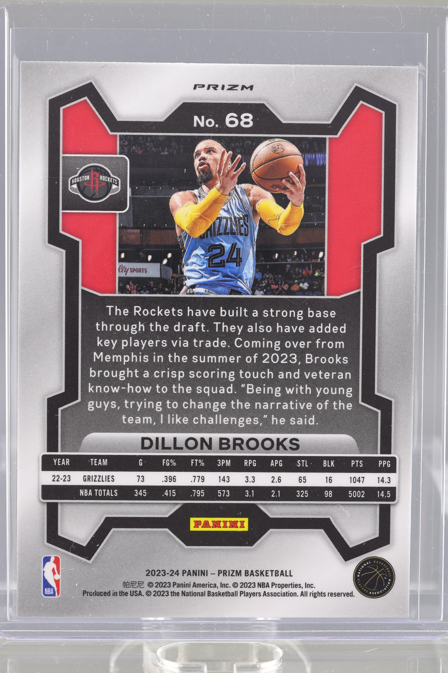 Dillon Brooks 2023-24 Panini Prizm Cracked Ice #68 Houston Rockets