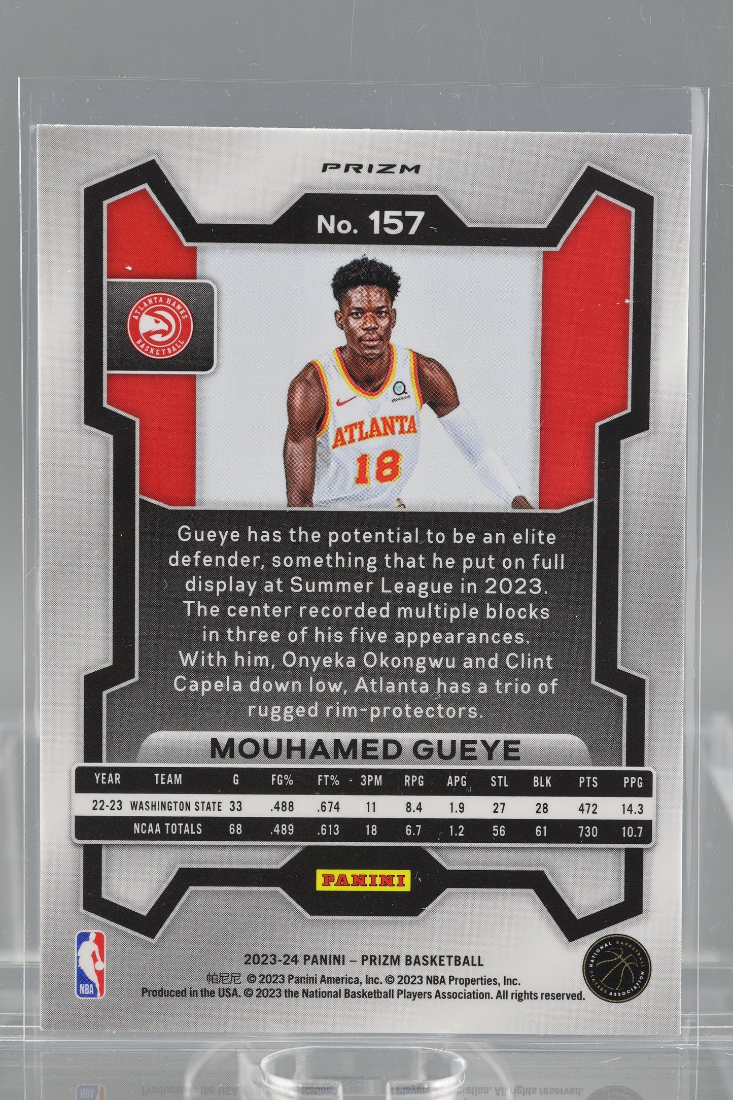Mouhamed Gueye 2023-24 Panini Prizm Green #157 Rookie Card RC Atlanta Hawks