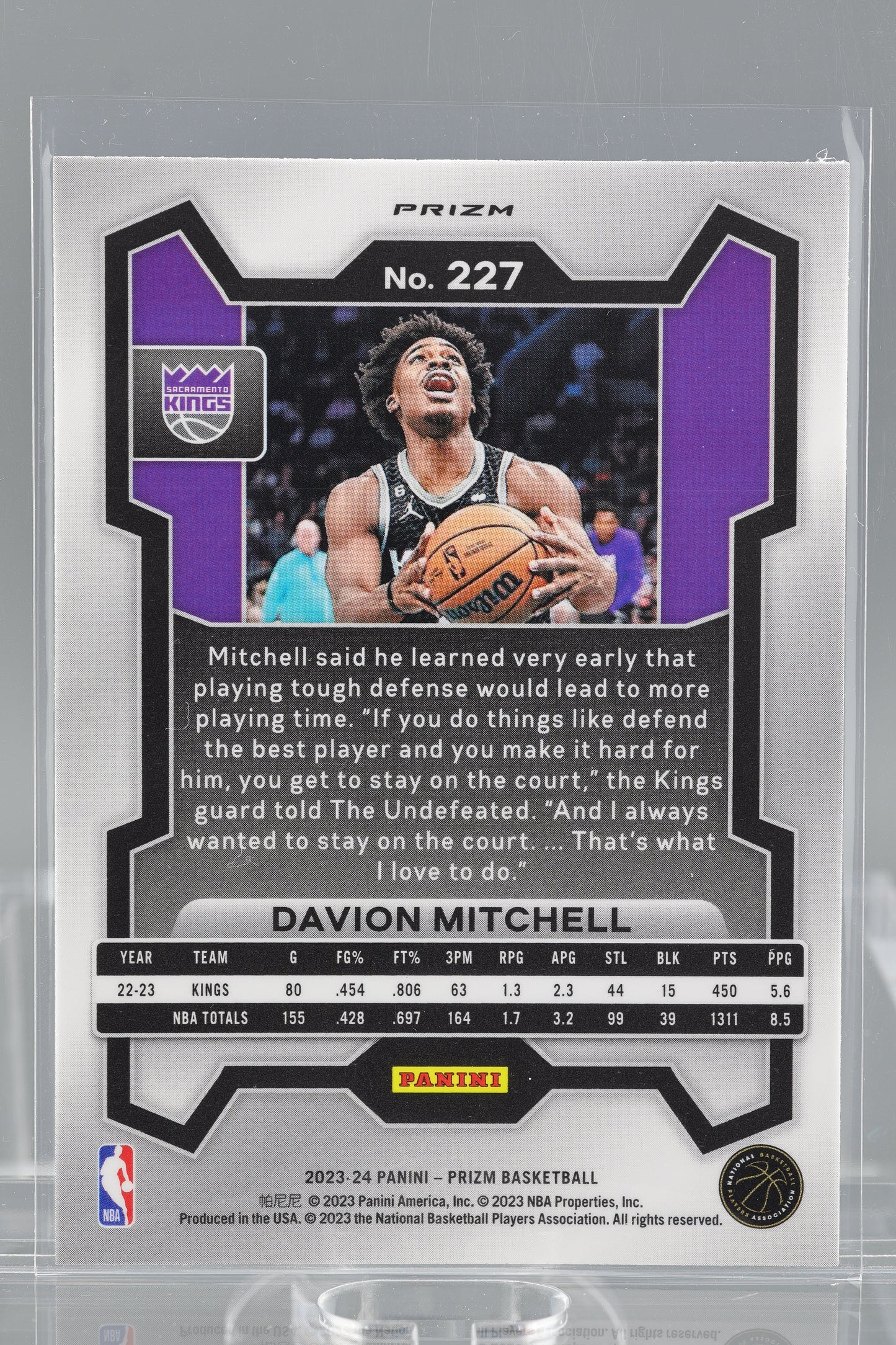 Davion Mitchell 2023-24 Panini Prizm Green #227 Sacramento Kings