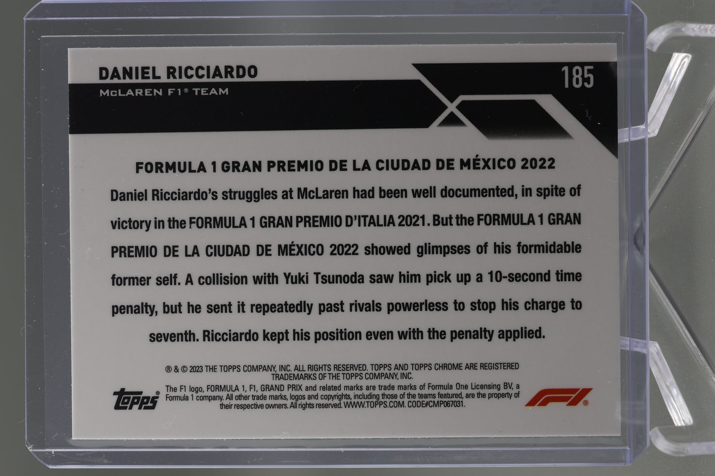 Daniel Ricciardo 2023 Topps Chrome Formula 1 #185 Grand Prix DoTD Mexico 2022