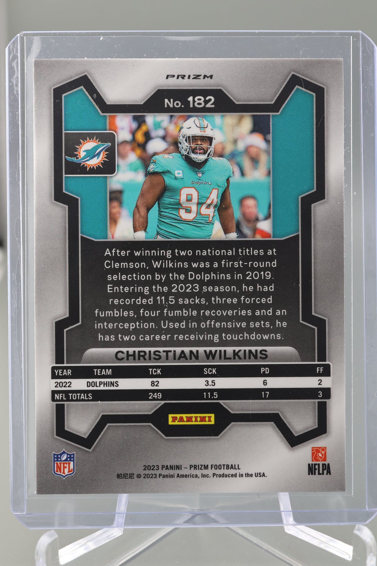 Christian Wilkins 2023 Prizm #182 No Huddle Disco Miami Dolphins