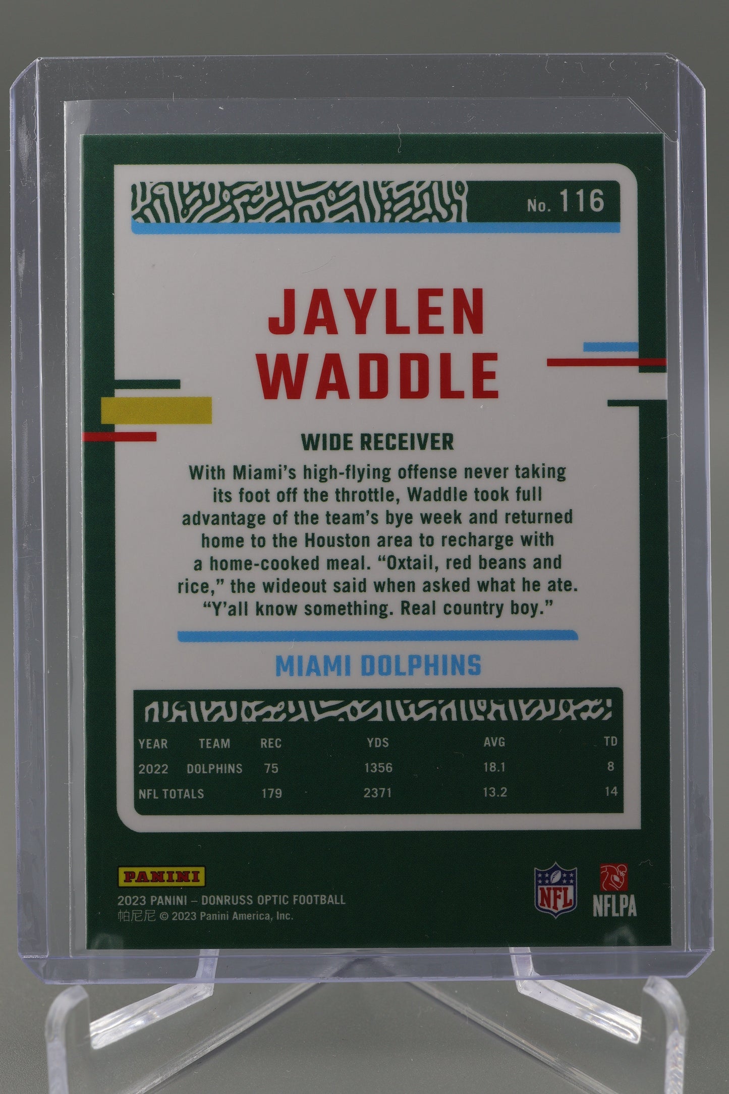 Jaylen Waddle 2023 Donruss Optic #116 Miami Dolphins