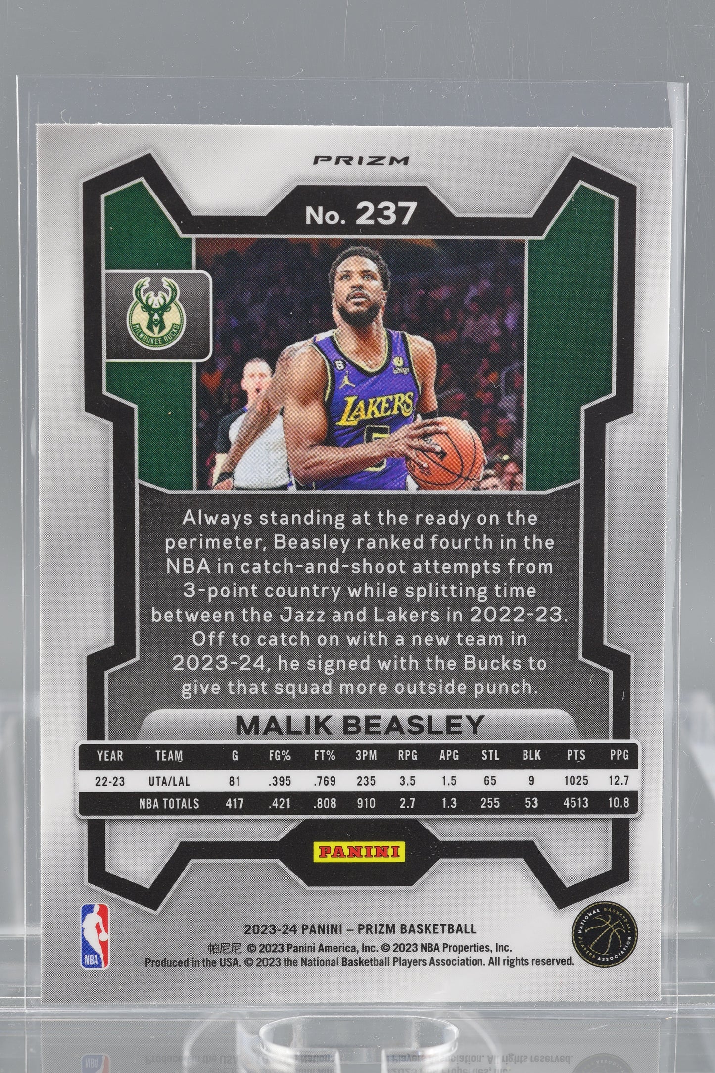 Malik Beasley 2023-24 Panini Prizm Silver #237 Milwaukee Bucks