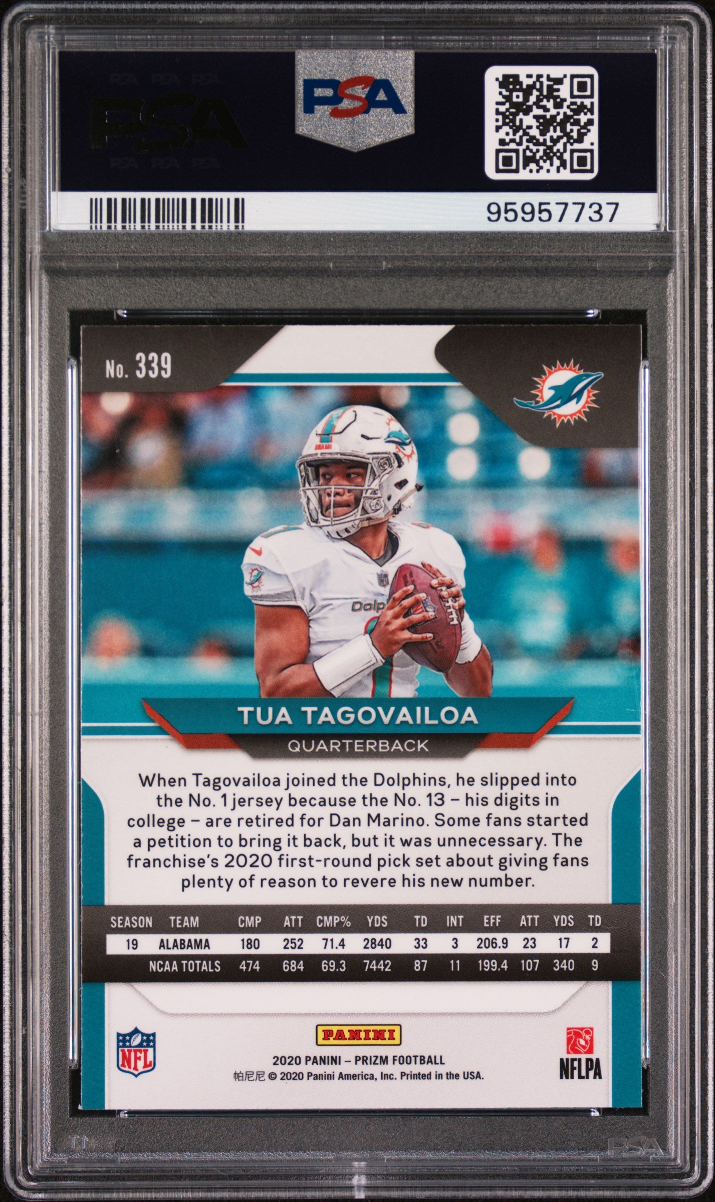 Tua Tagovailoa 2020 Panini Prizm #339 PSA 10 Rookie RC