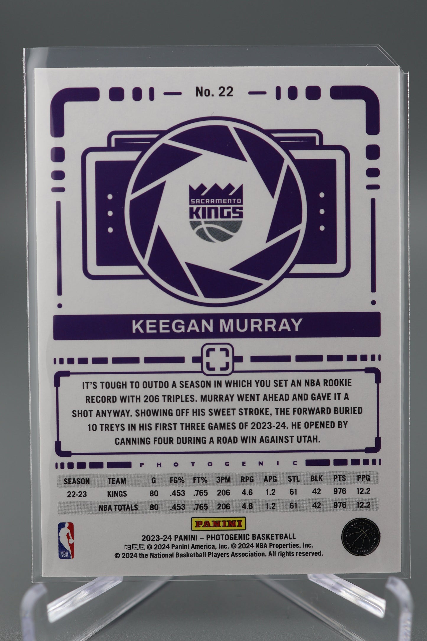 Keegan Murray 2023-24 Photogenic #22 Sacramento Kings