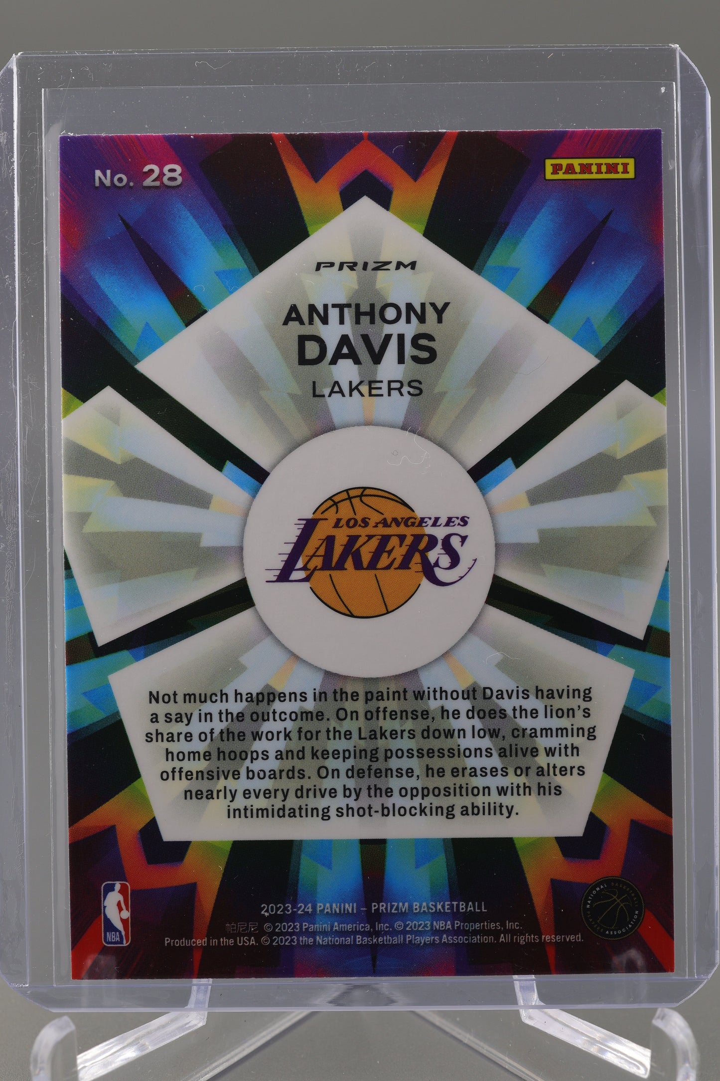 Anthony Davis 2023-24 Prizm #28 Kaleidoscopic Los Angeles Lakers
