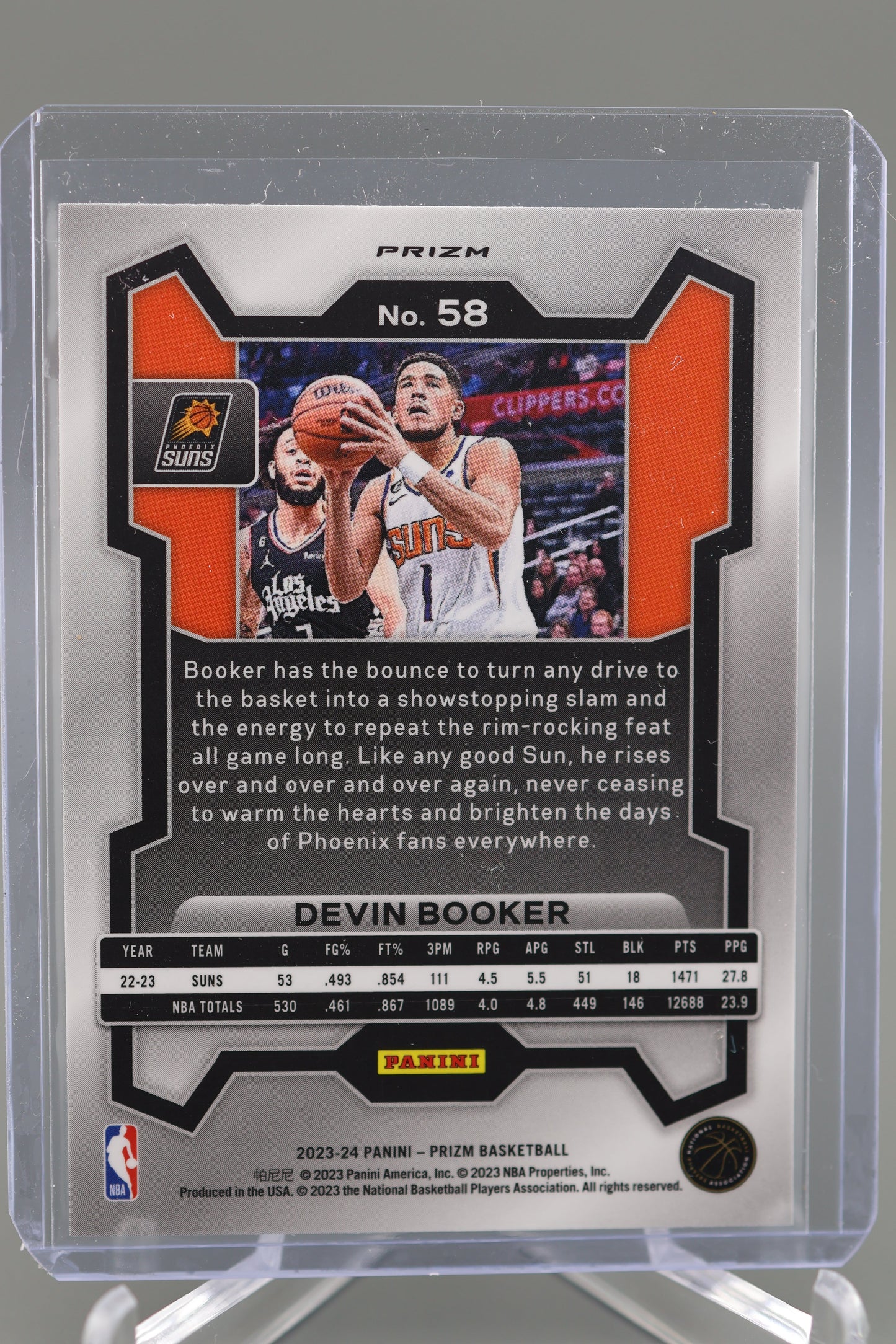 Devin Booker 2023-24 Prizm #58 Choice Blue Yellow Green Phoenix Suns