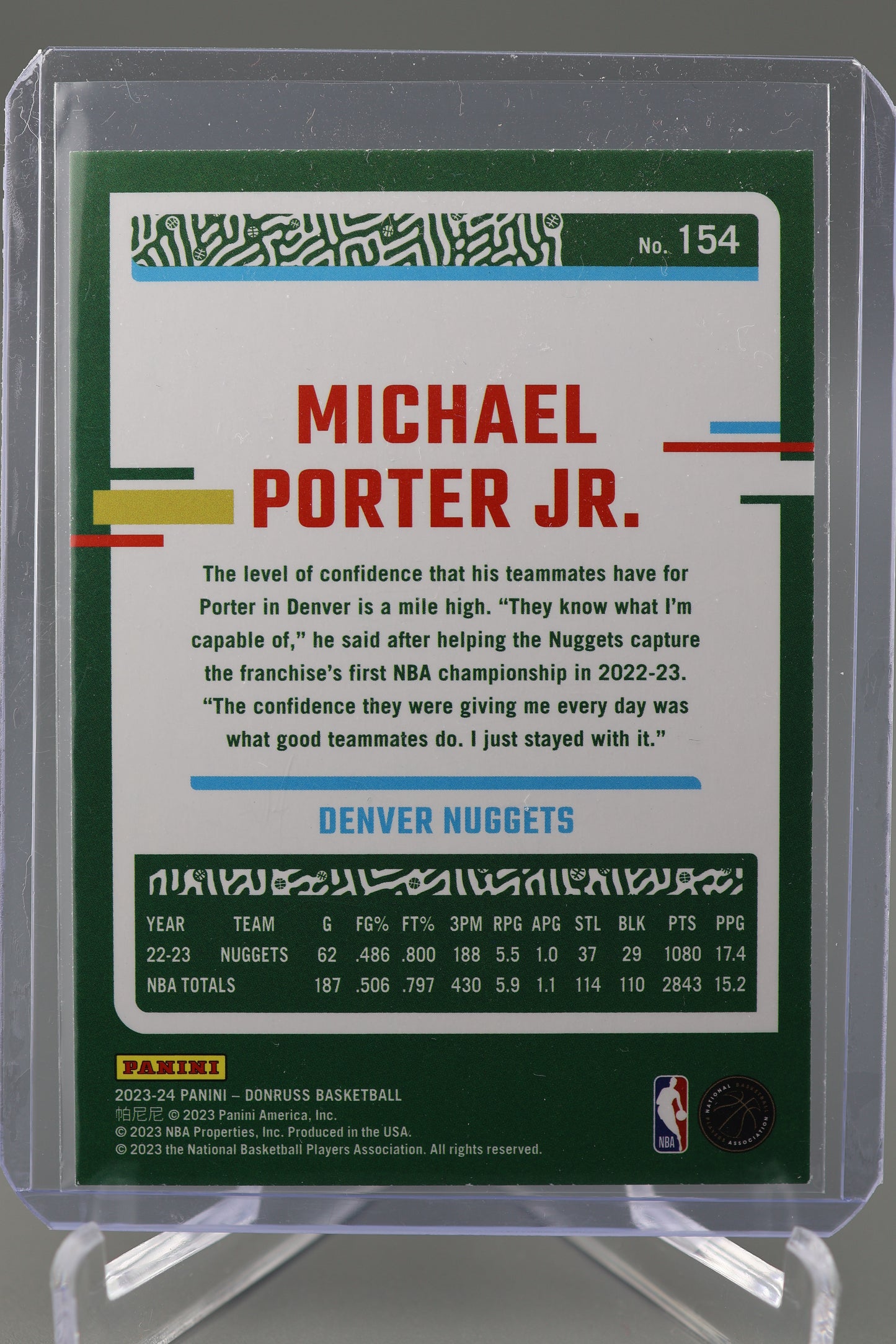 Michael Porter Jr. 2023-24 Donruss #154 Choice Blue 25/49 Denver Nuggets