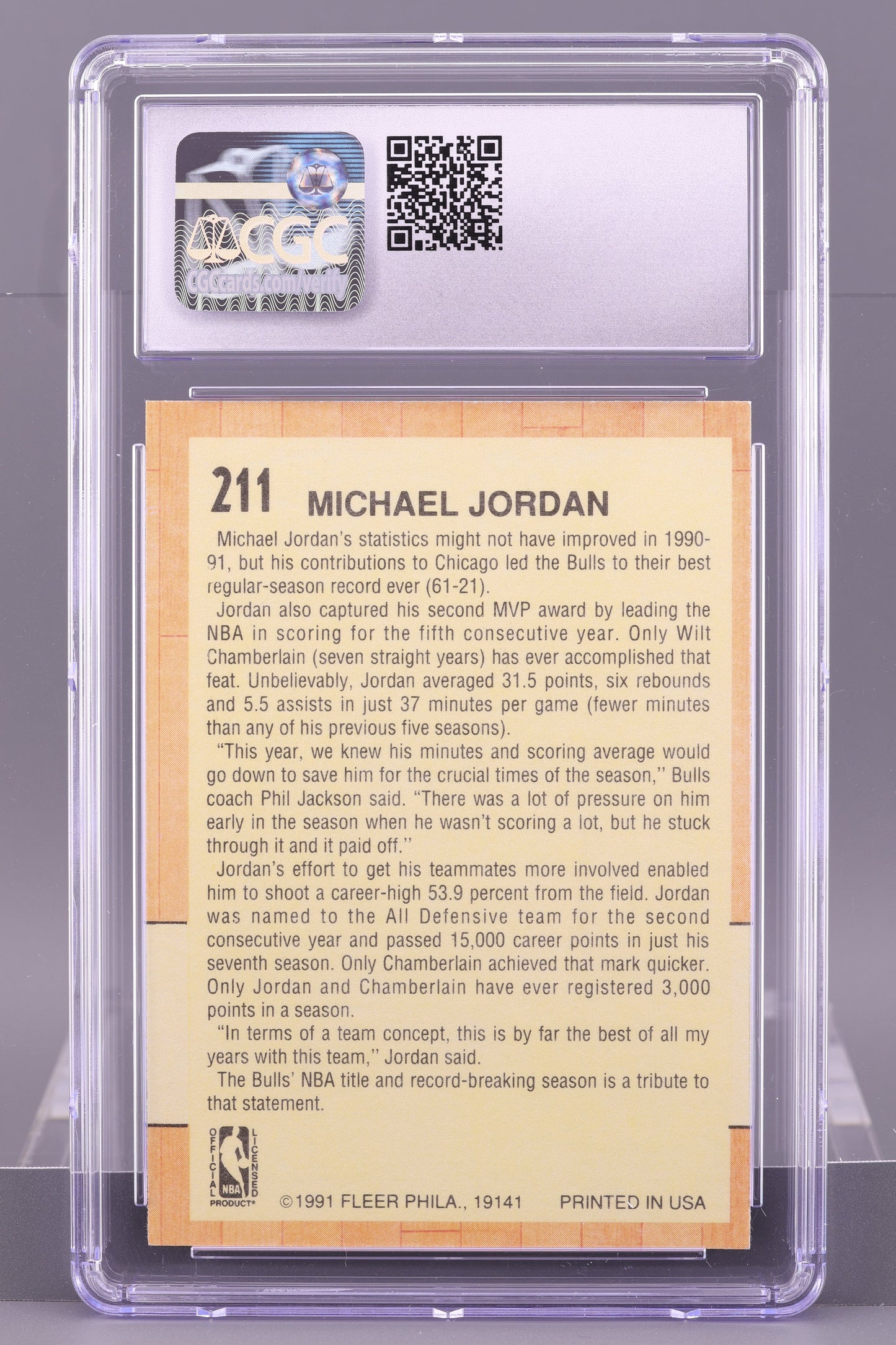 Michael Jordan 1991 Fleer  #211     CGC 8.5  Chicago Bulls