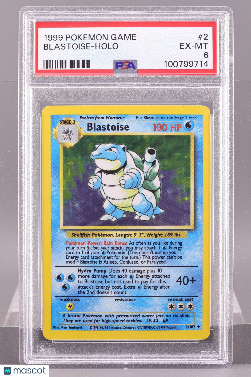 Blastoise 1999 Pokemon Game #2 PSA 6