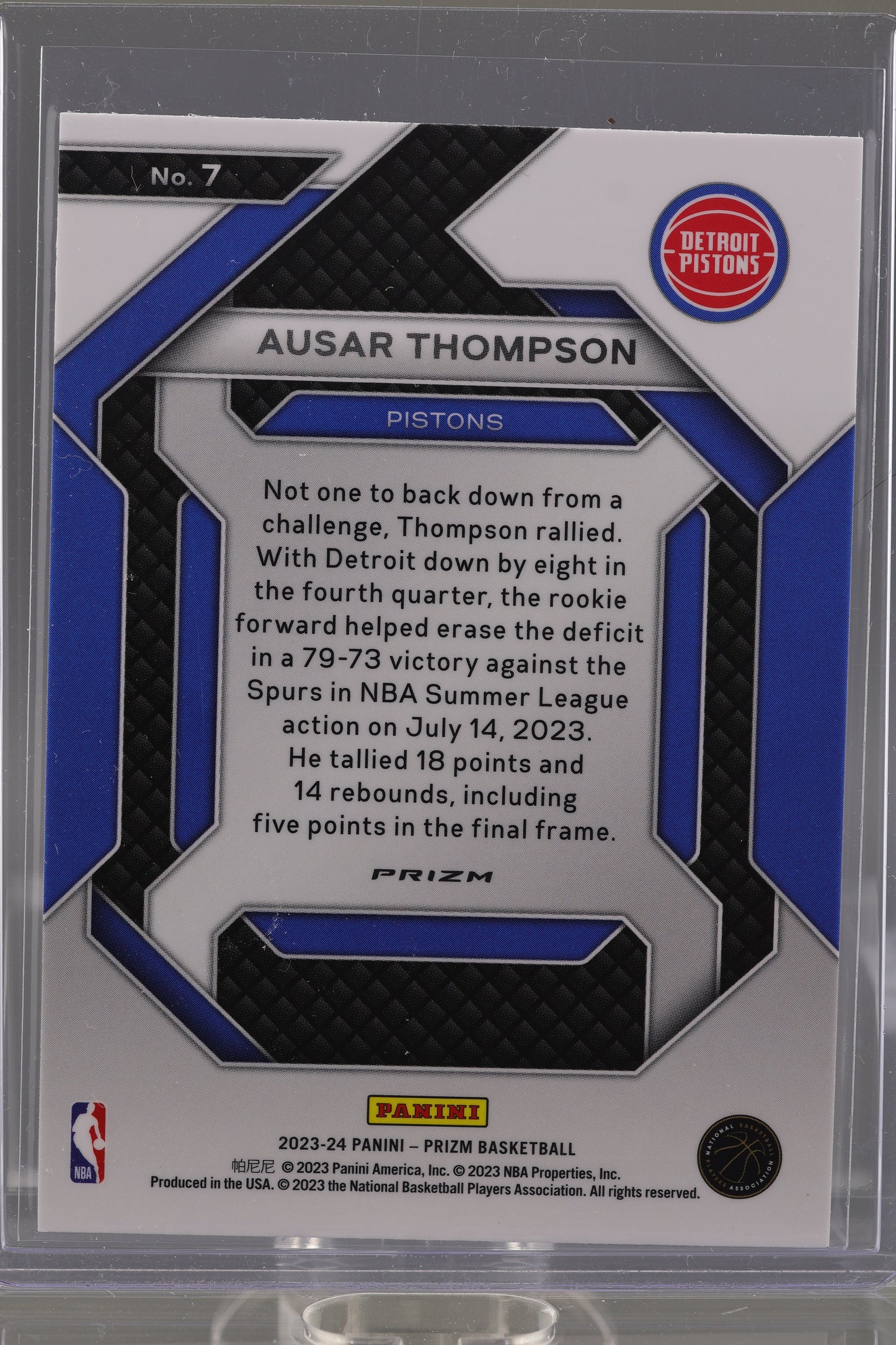 Ausar Thompson 2023-24 Panini Prizm Emergent  #7       Rookie Card RC Detroit Pistons
