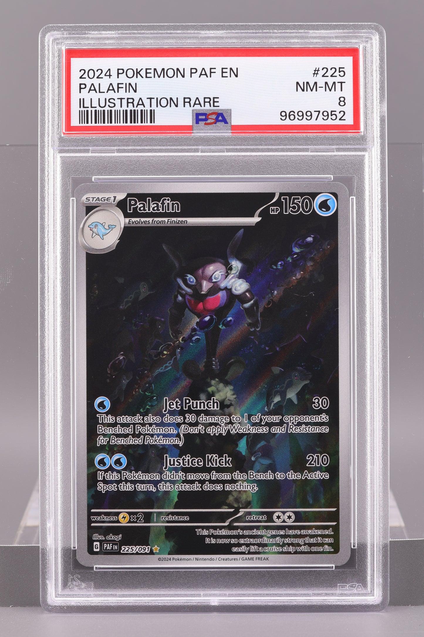 Palafin 2024 Pokemon Paf EN-Paldean Fates #225 Illustration Rare PSA 8