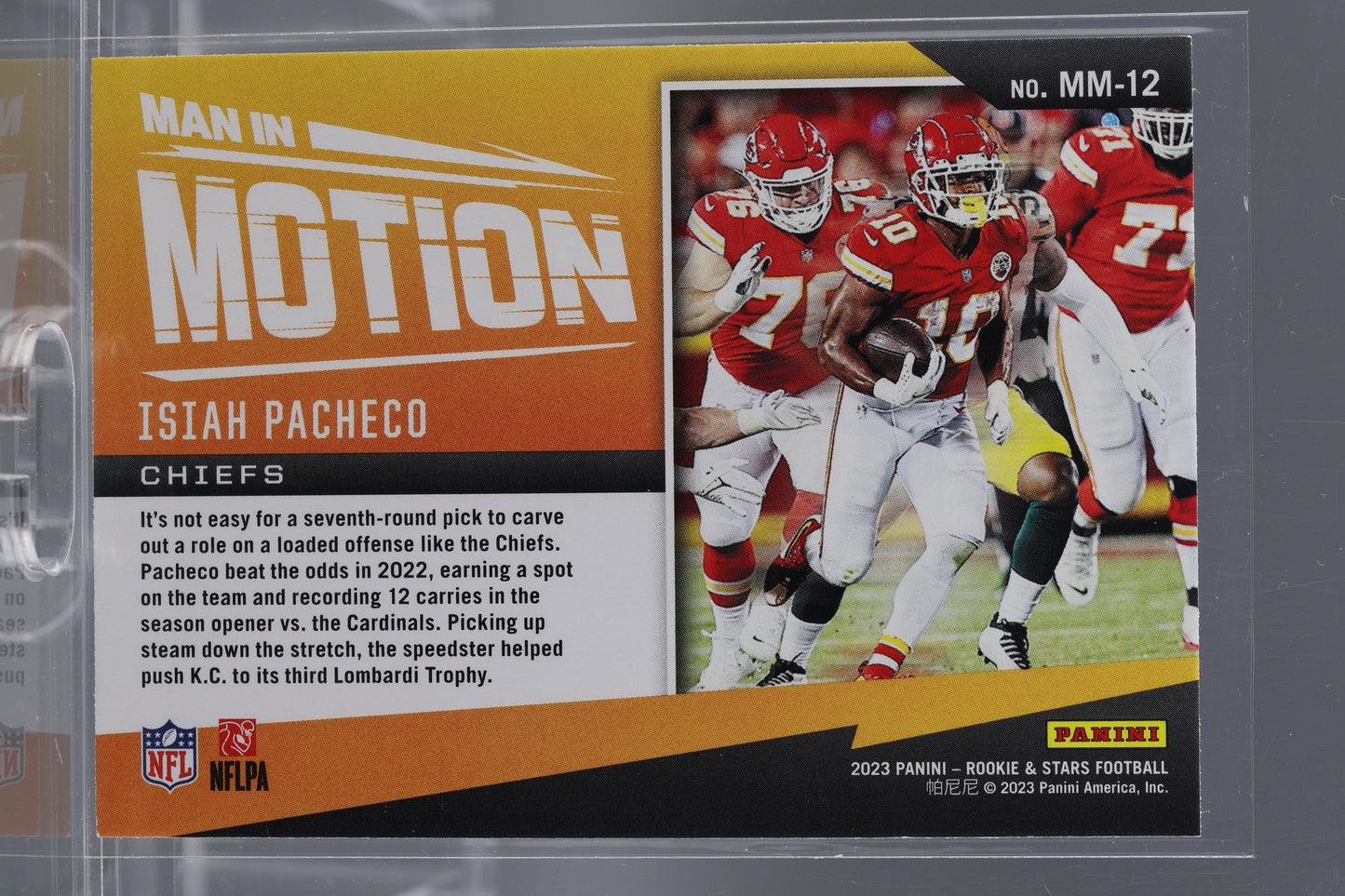 Isiah Pacheco 2023 Panini Rookies & Stars Man In Motion  #MM-12        Kansas City Chiefs